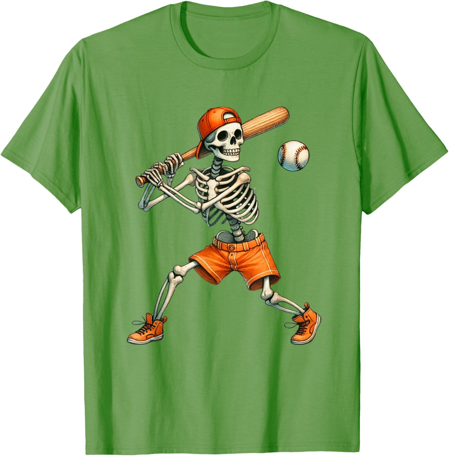 Funny Skeleton Baseball T-Shirt for Halloween Fun - Boys and Men Sizes - 1