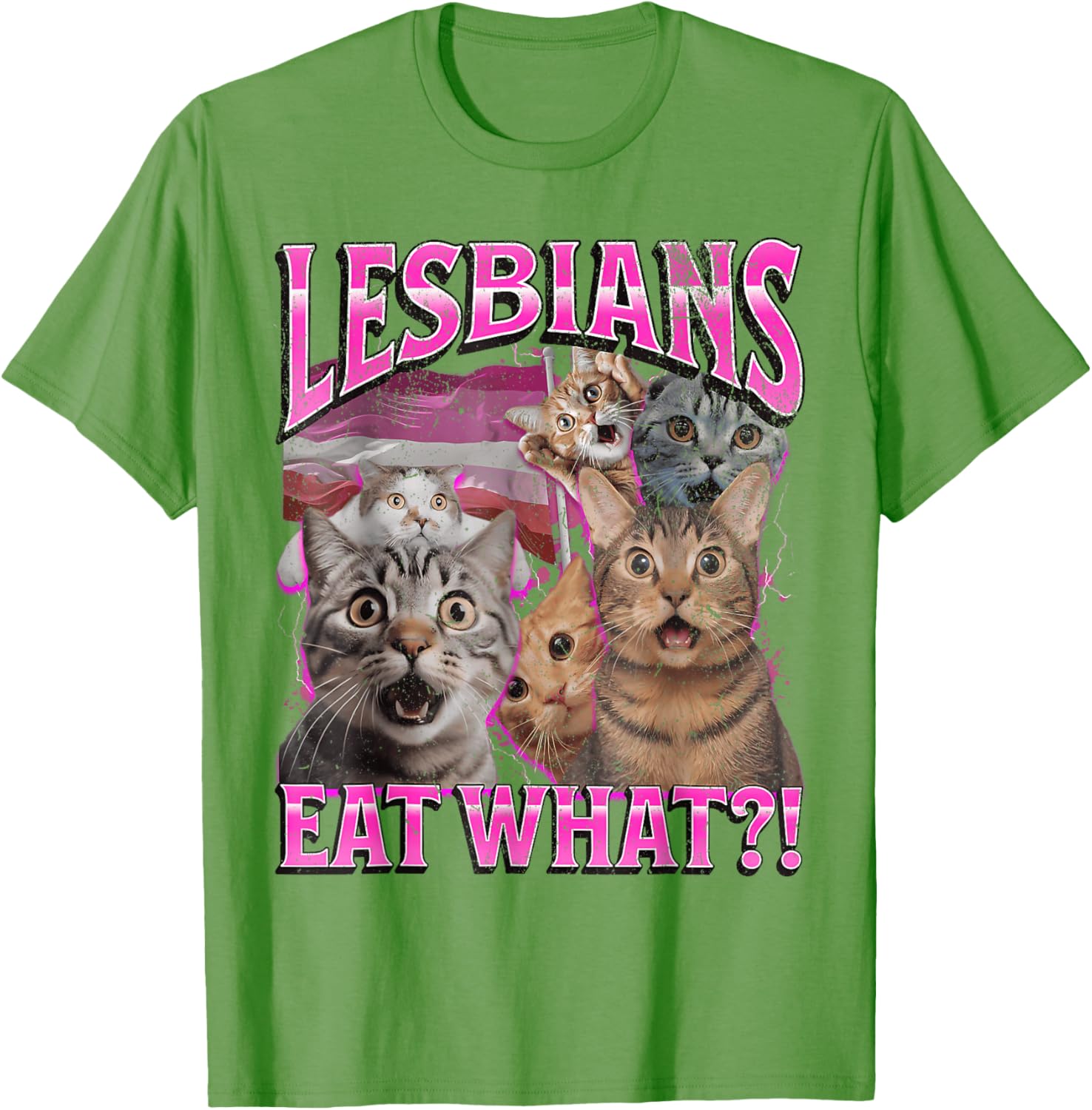 Funny Cat LGBTQ Pride T-Shirt with Lesbians Eat What Pun - Great Gift! - 11