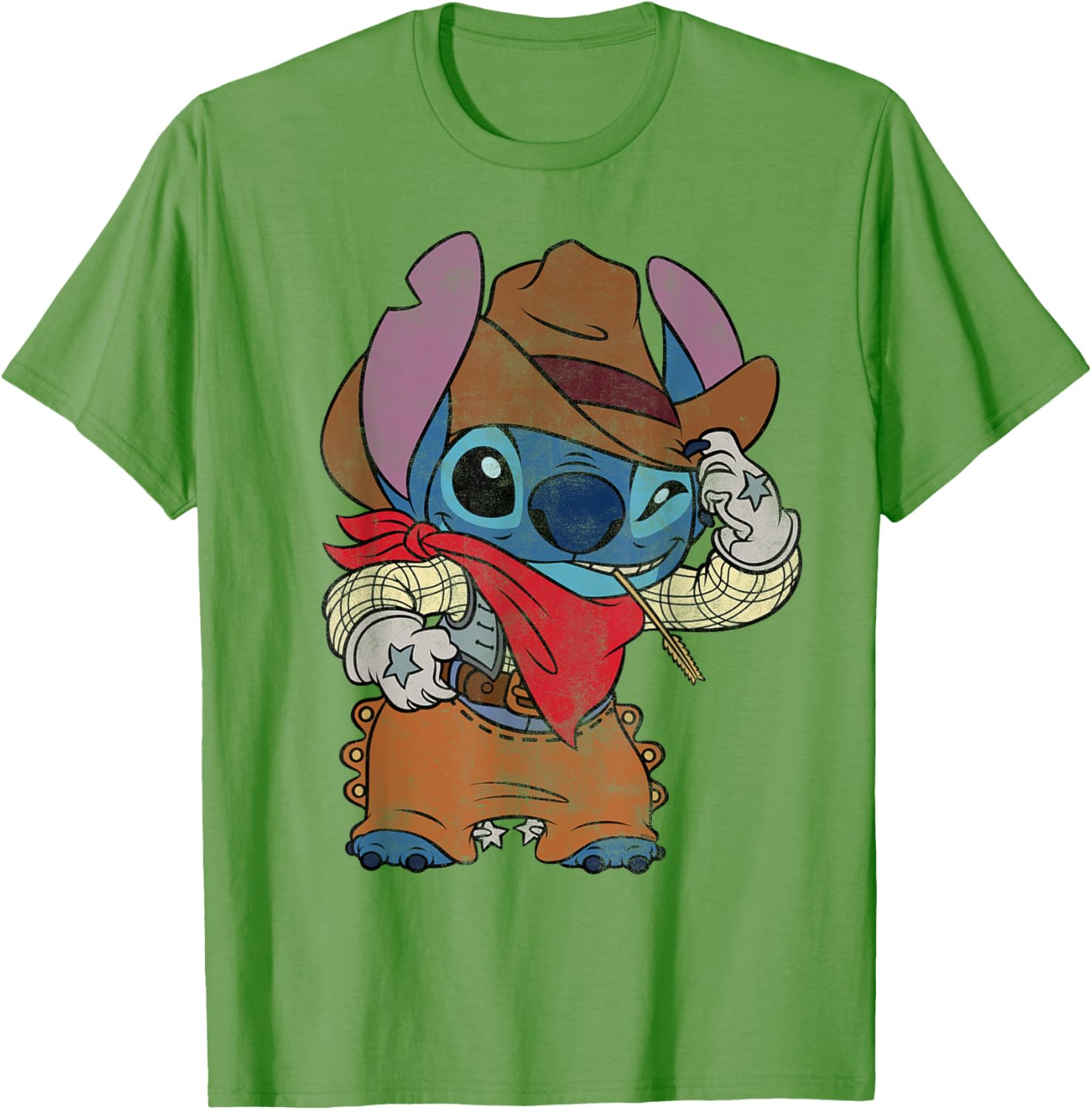 Disney Stitch Cowboy Costume T-Shirt Vintage Western Style Apparel - 27