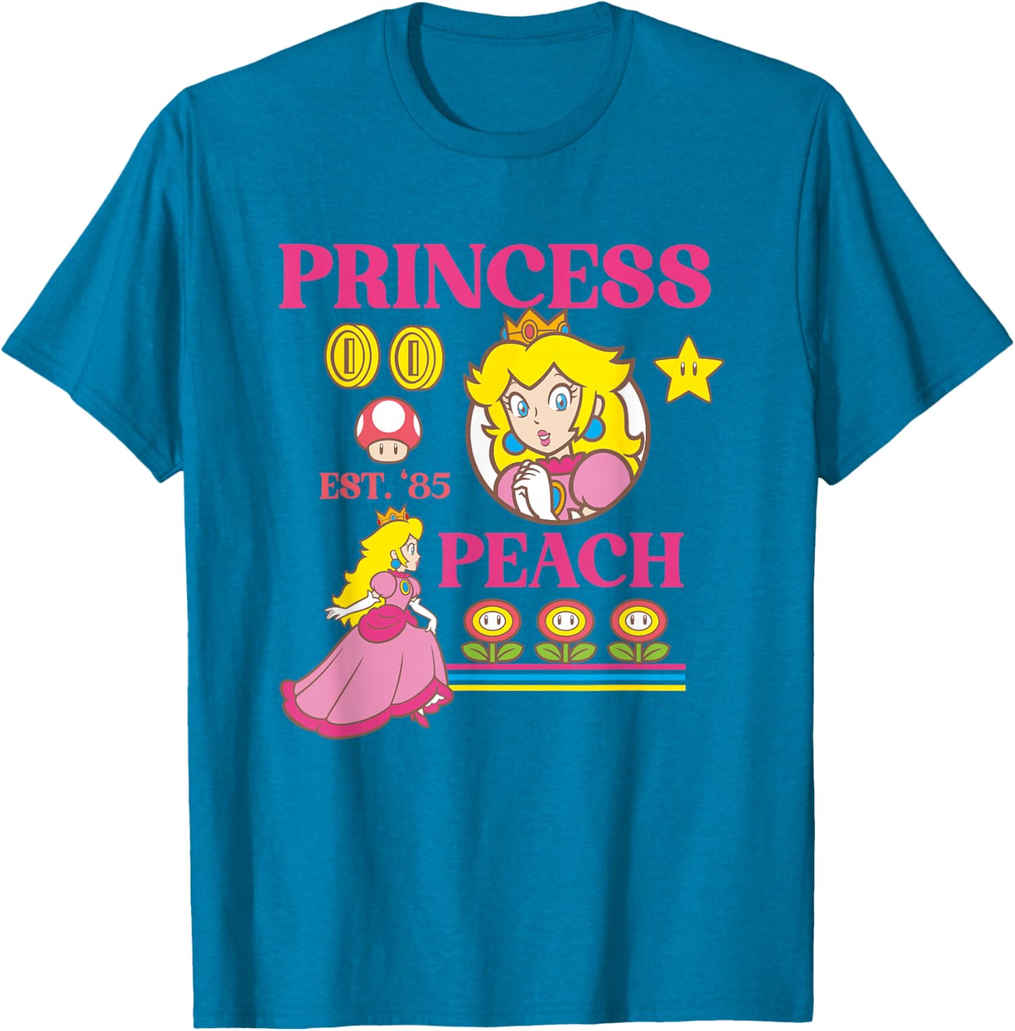 Super Mario Fire Flower Princess Peach Power Up T-Shirt for Gamers - 10