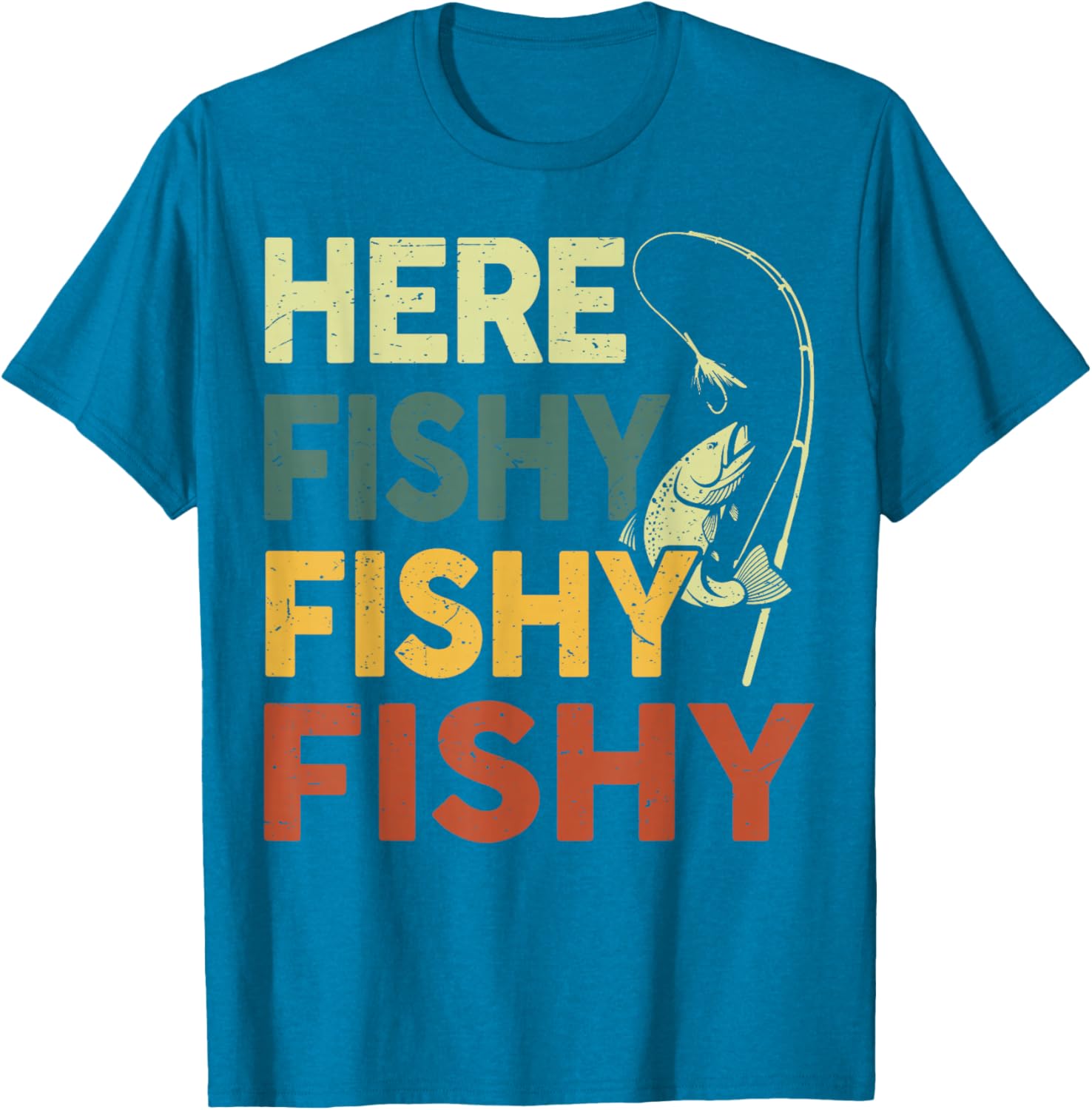 Funny Fishing Shirt for Dad - Men Here Fishy Graphic Tee for Bass Lovers - 7
