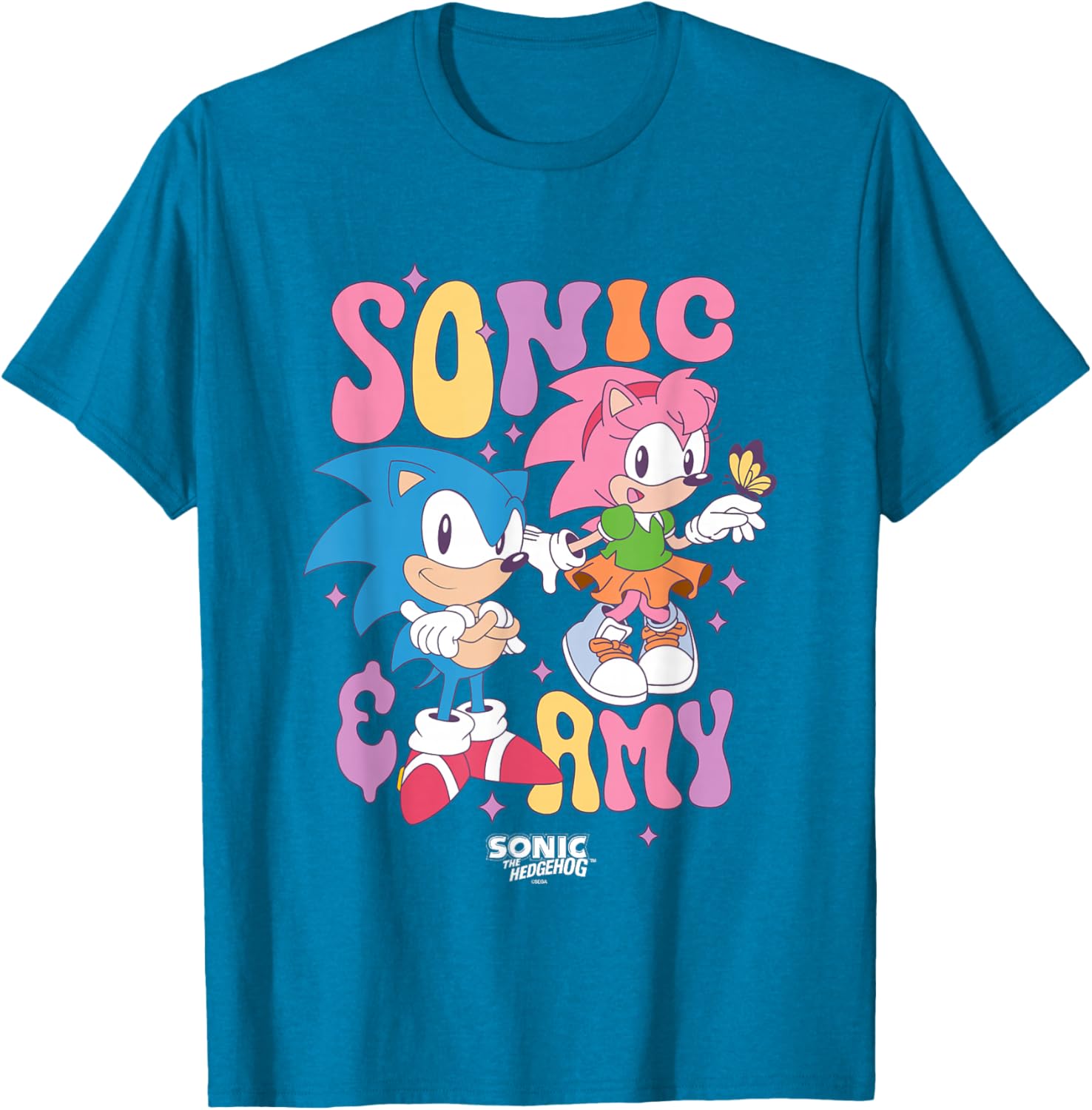 Cute Vintage Sonic & Amy T-Shirt for Fans of Sonic The Hedgehog - 3
