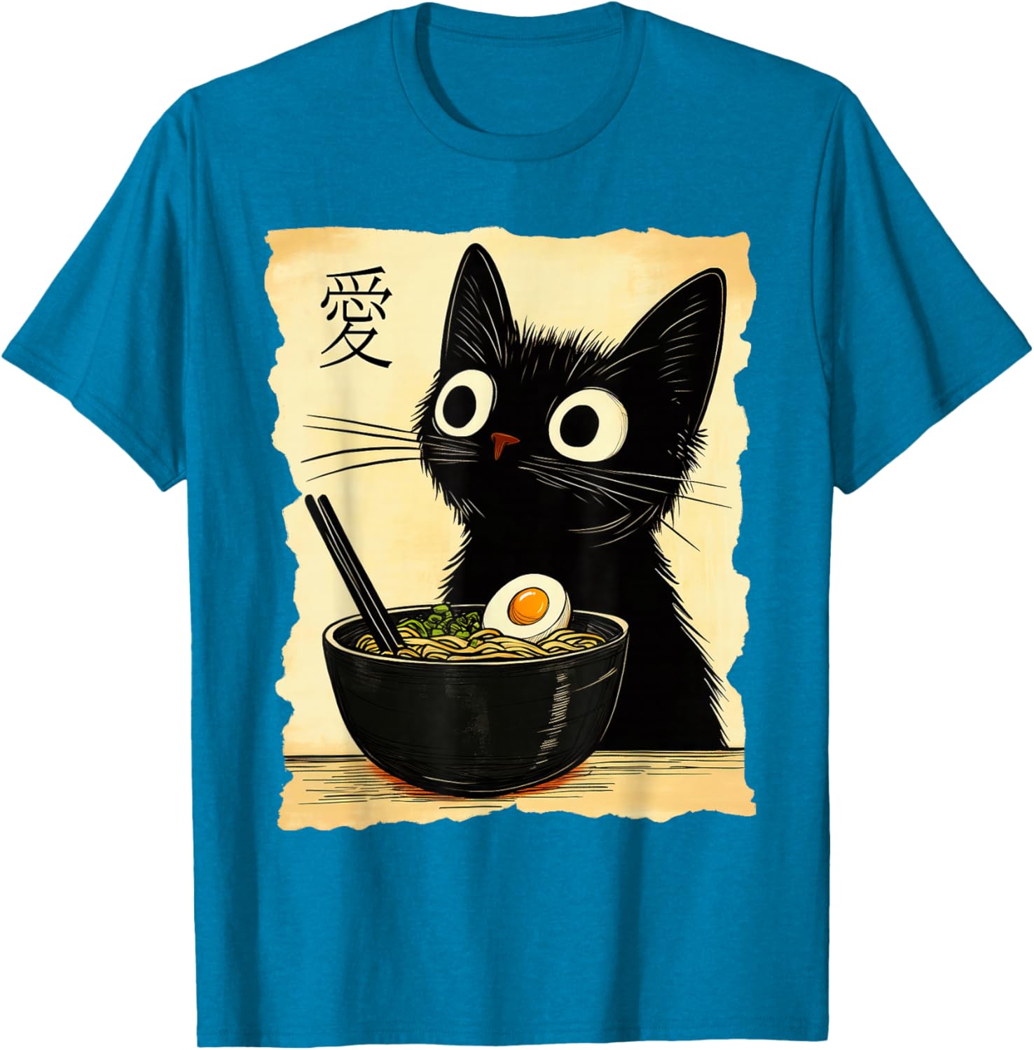 Funny Cat Ramen Graphic Tee Cute Japanese Kawaii Anime Cat T-Shirt - 1