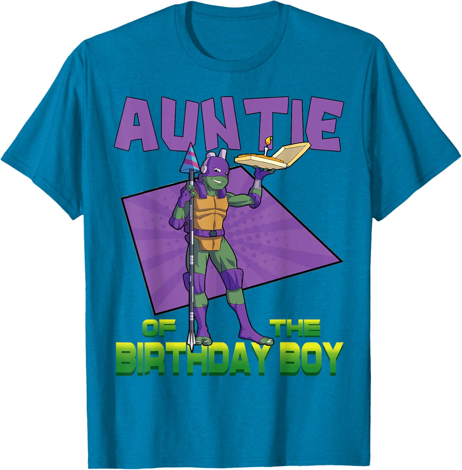 Mademark TMNT Donnie Auntie Birthday Pizza Party T-Shirt for Kids - 3