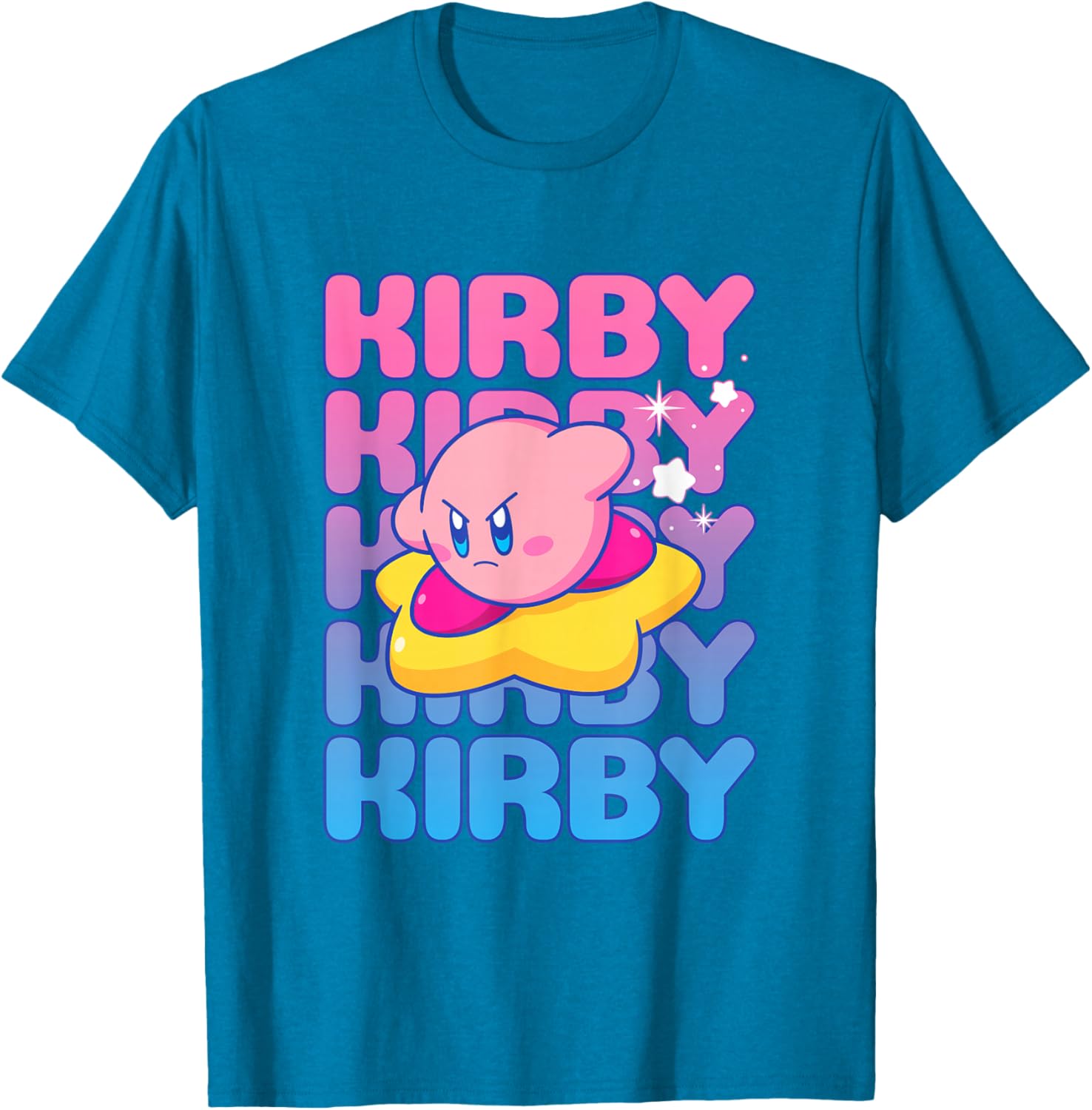 Kirby Nintendo Big Bubble Text Stack T-Shirt for Gamers and Fans - 17