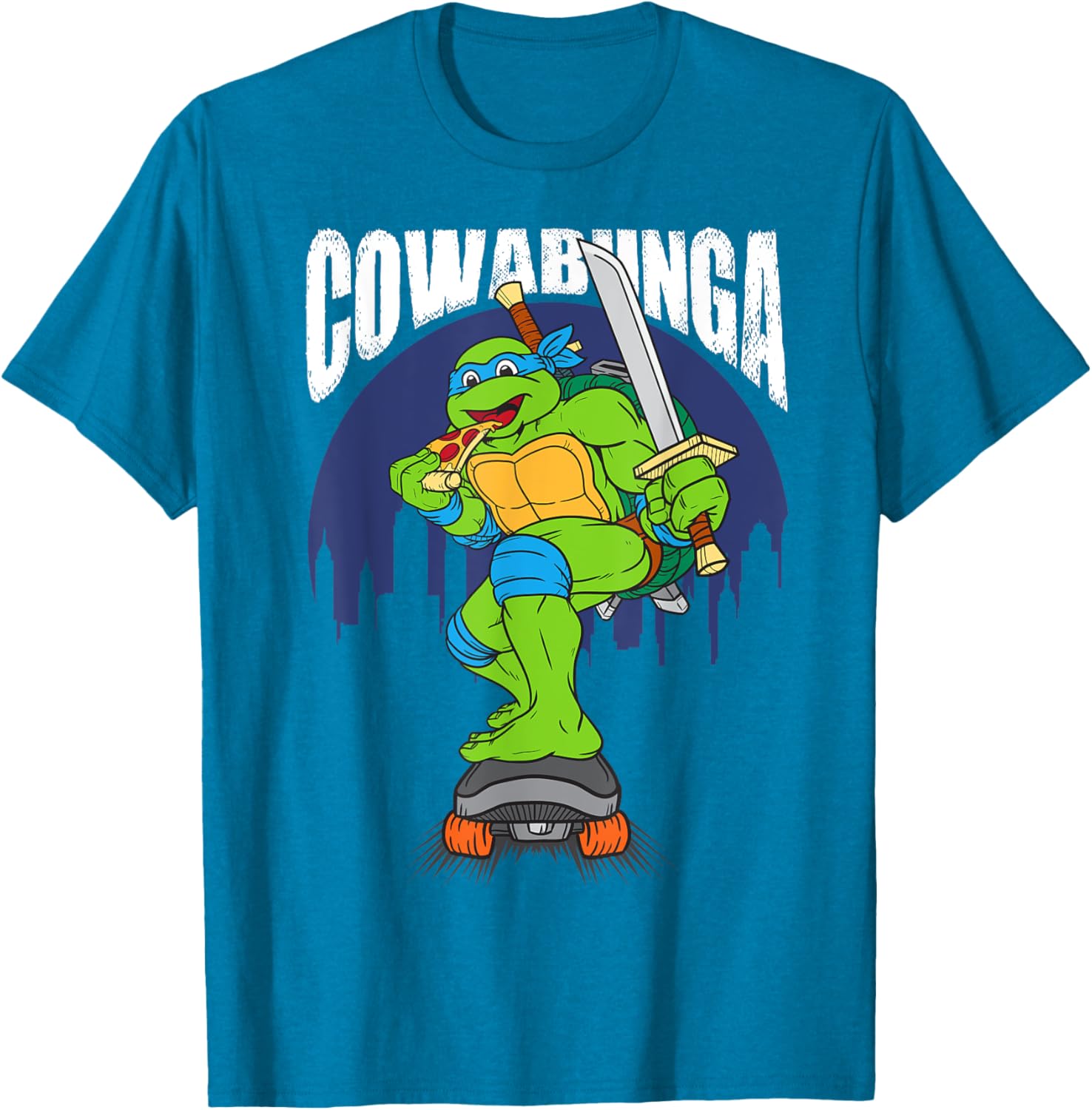 Cowabunga Leonardo on Skates T-Shirt - Fun Teenage Mutant Ninja Turtles Gear - 8