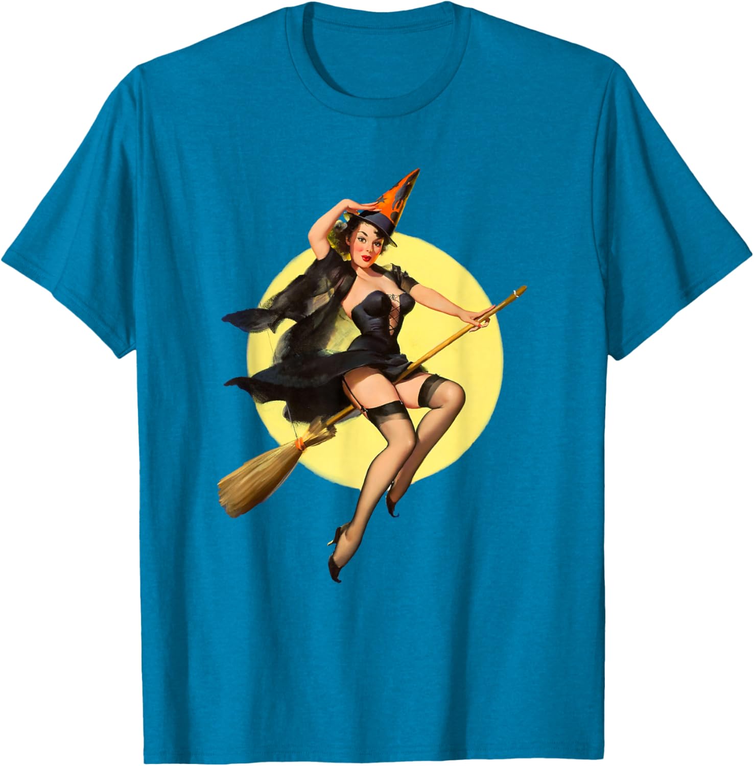 Vintage Pin Up Witch Halloween T-Shirt for Fun Spooky Style - 9