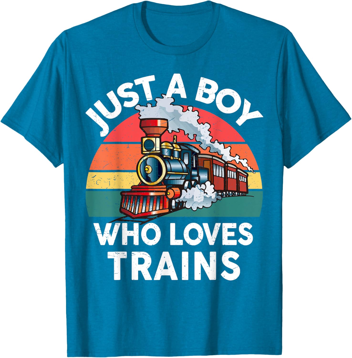 Funny Kids Train Lover T-Shirt Just A Boy Who Loves Trains Graphic Tee - 20