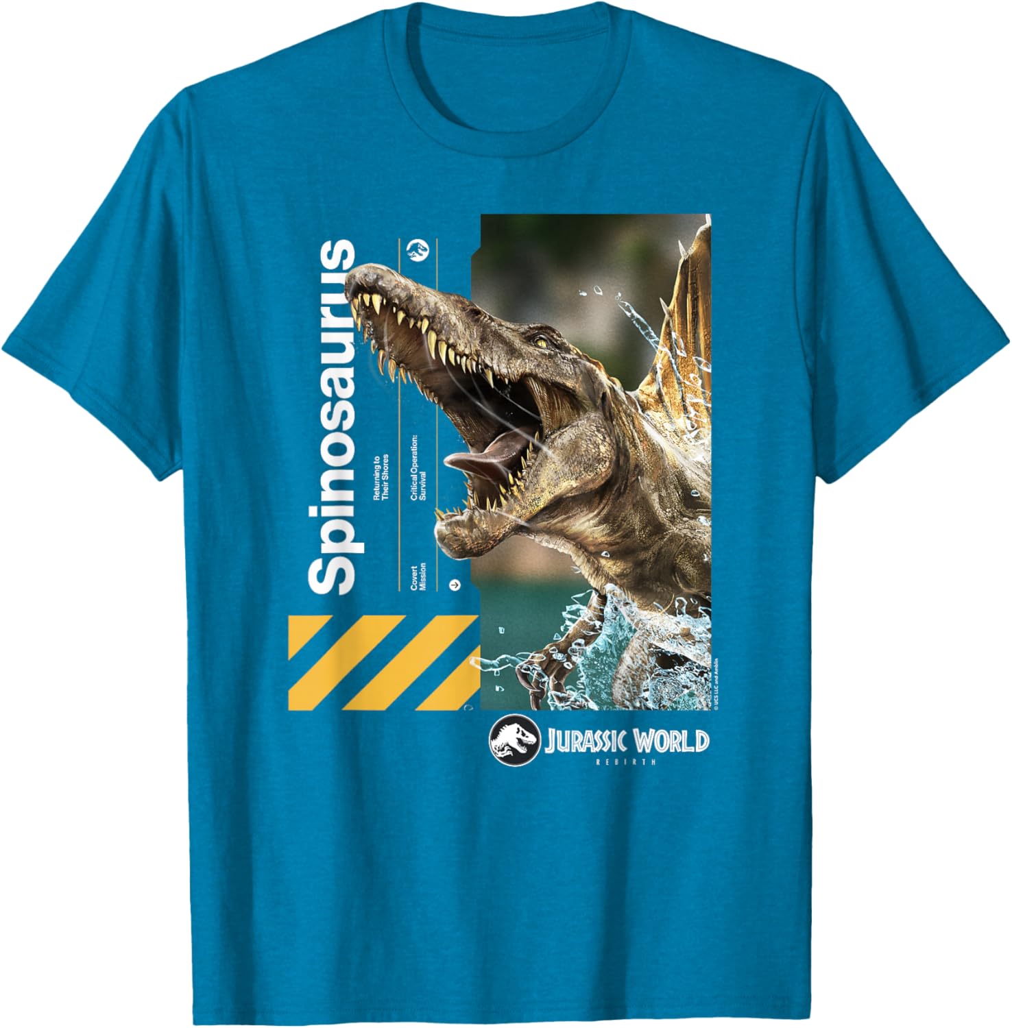 Jurassic World Spinosaurus T-Shirt for Kids and Adults, Black, Classic Fit - 1