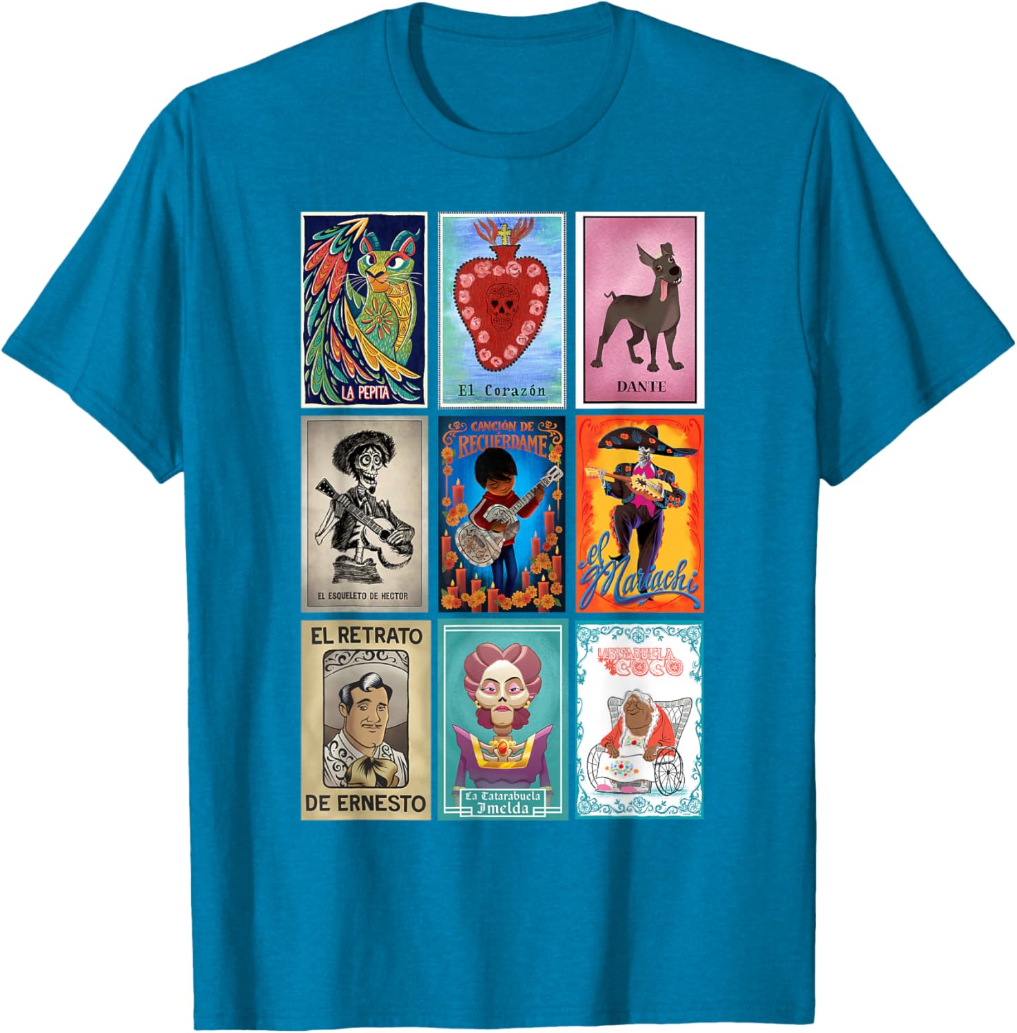 Disney Pixar Coco Vintage Loteria Cards T-Shirt for Fun and Style - 11