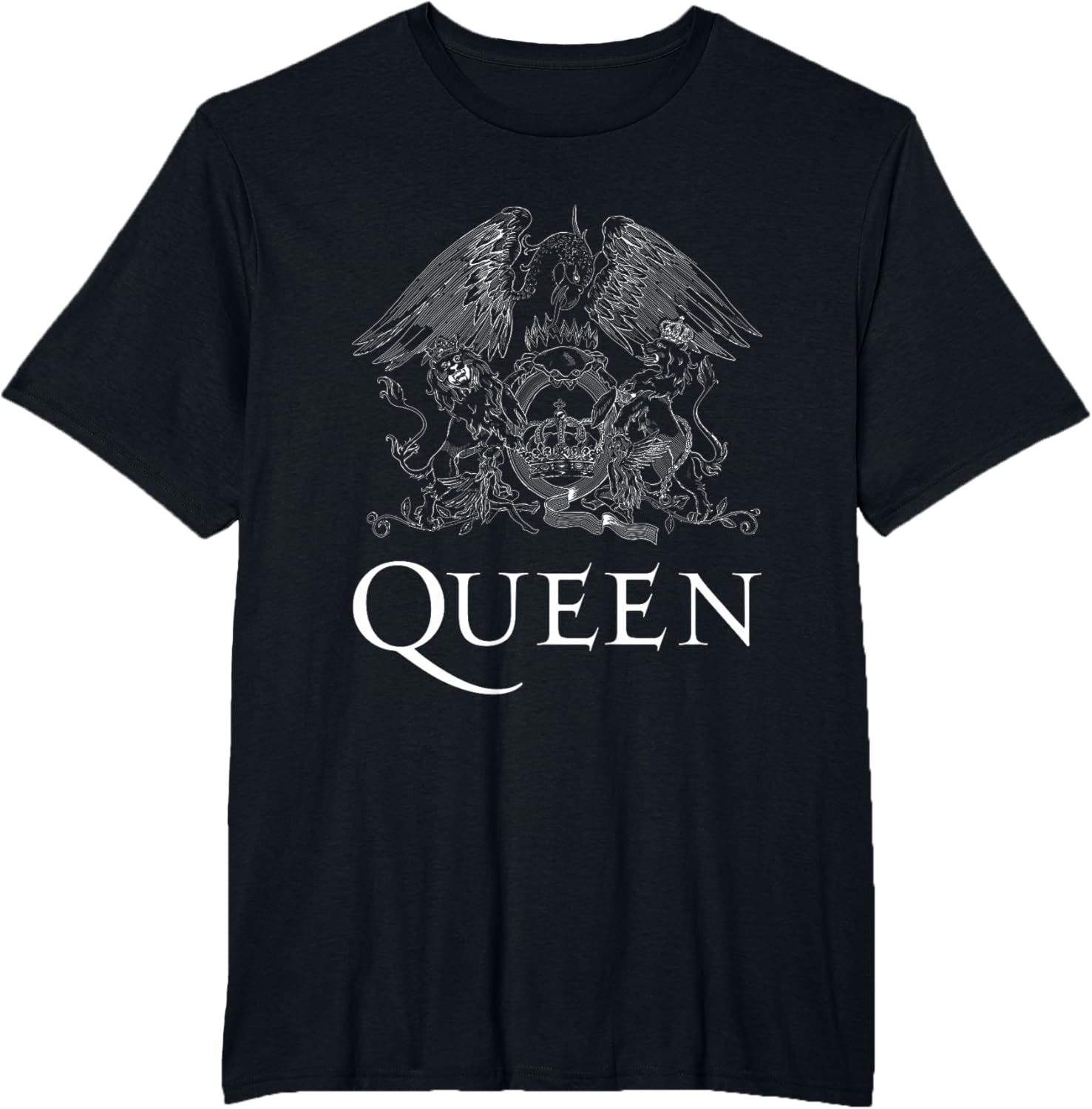 Queen Official Classic Crest Logo White Short Sleeve T-Shirt for Fans - 1