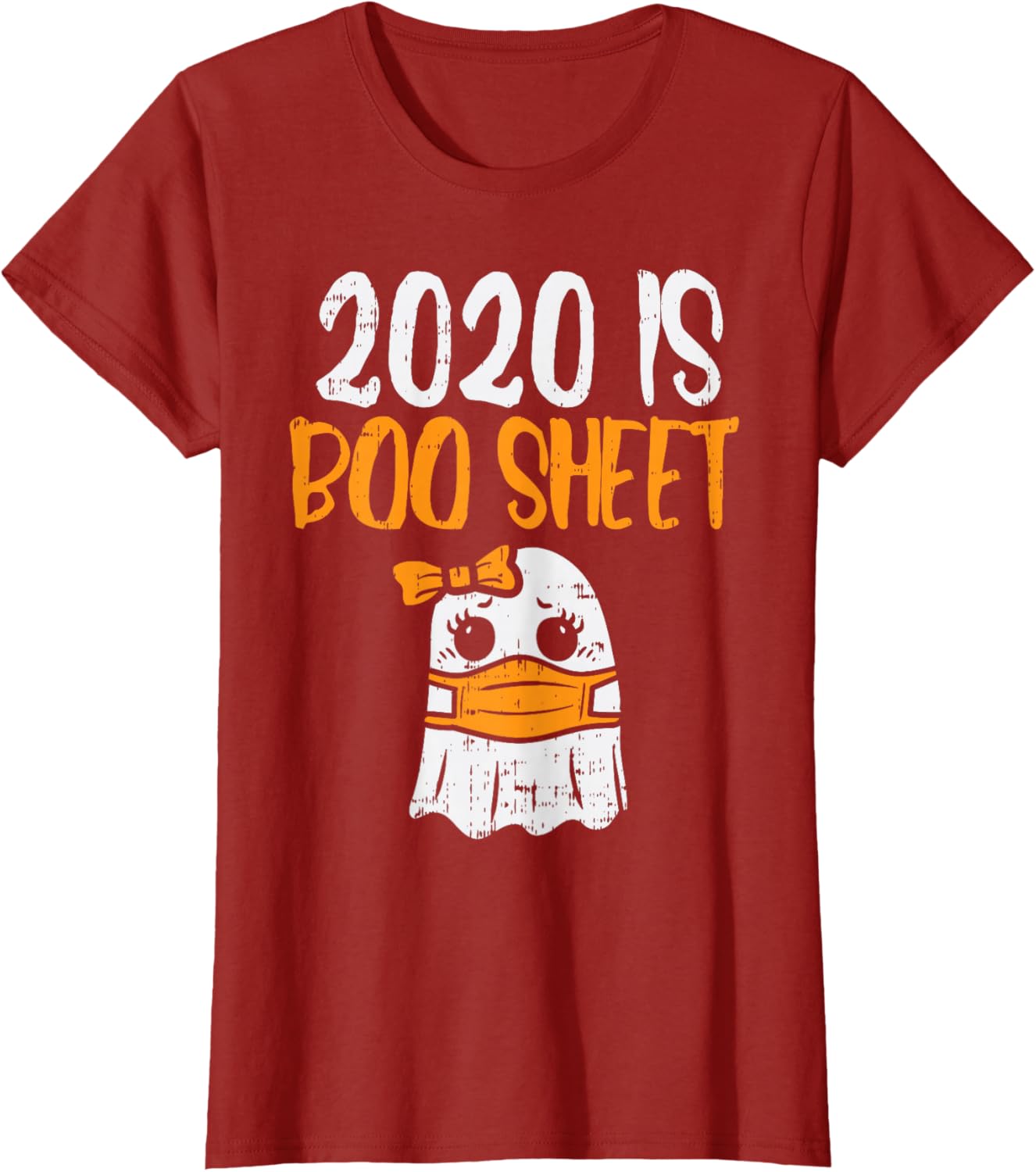 Cute Boo Sheet Ghost in Mask Halloween T-Shirt for Quarantine Fun - 5