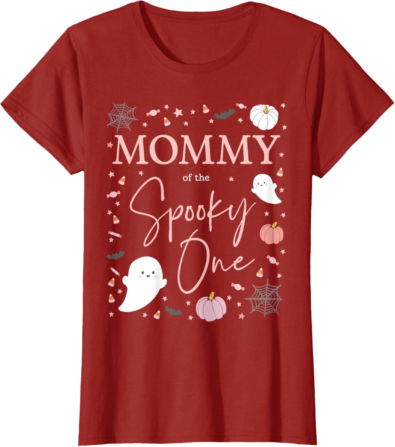 Cute Mommy of the Spooky One Pink Halloween T-Shirt for Girls 1st Birthday - 8