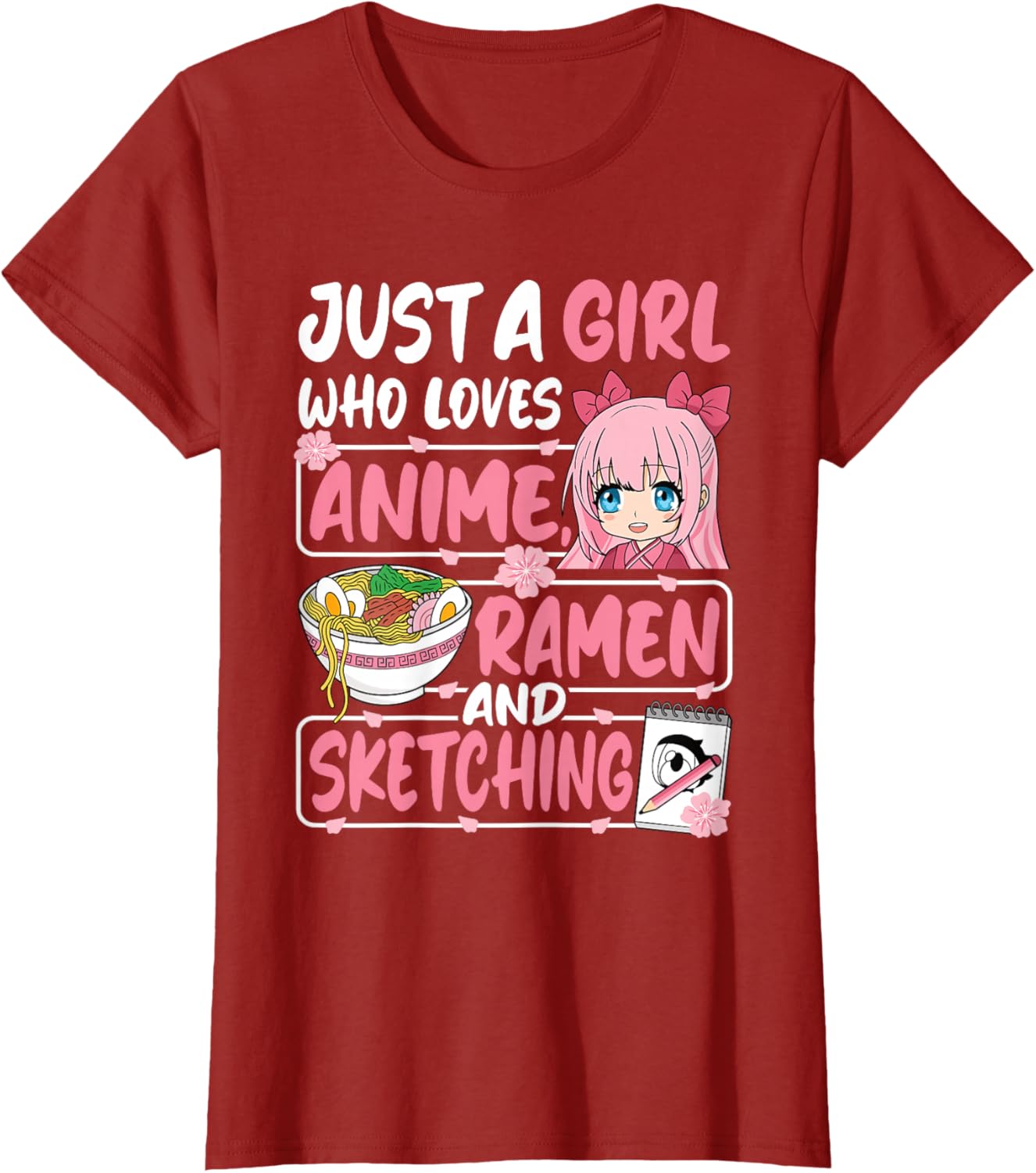 Cute Anime Ramen Sketching T-Shirt for Girls Who Love Japan Culture - 5