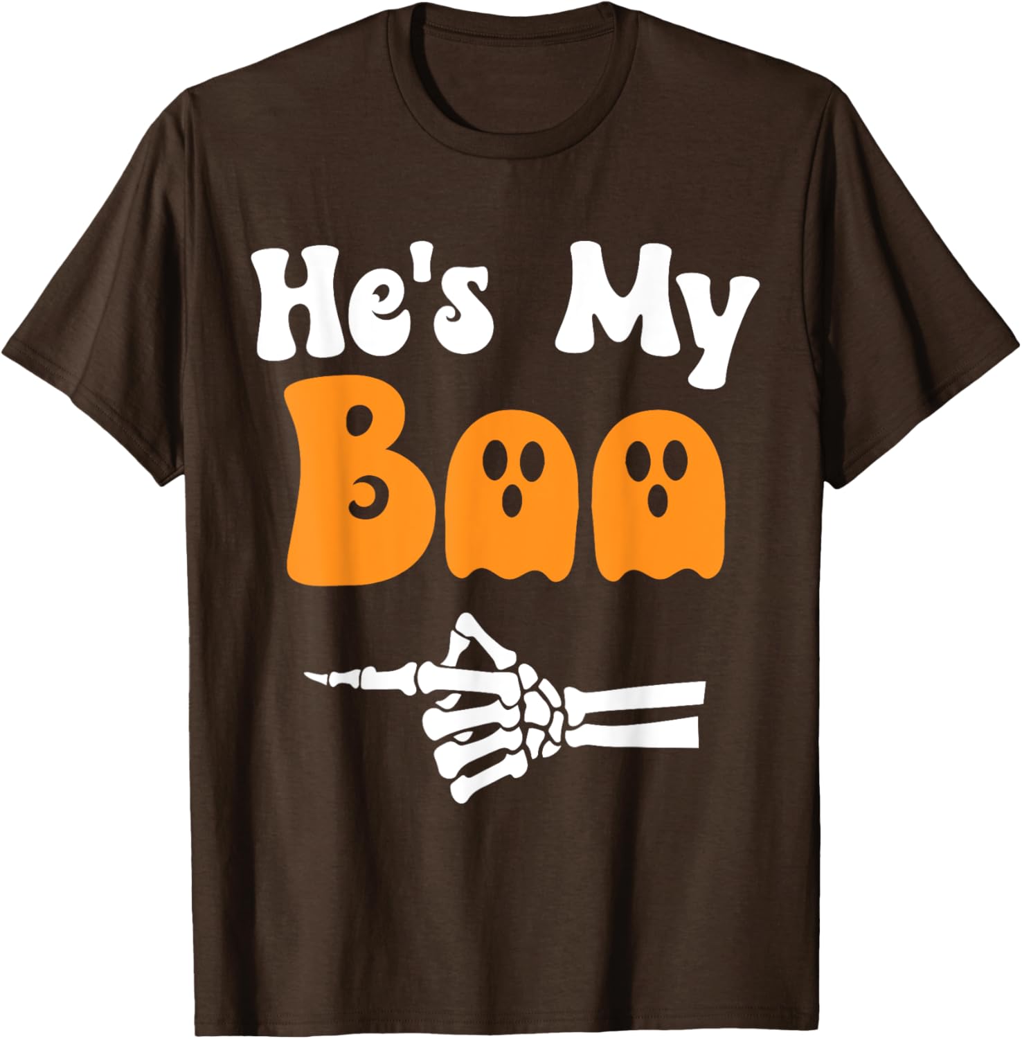 Matching Halloween Pajama Couples T-Shirt He's My Boo Fun Sleepwear - 10