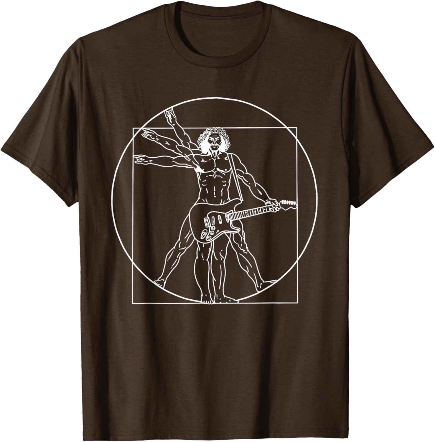 Guitar Da Vinci Vitruvian Man Musician T-Shirt for Guitar Lovers - 8