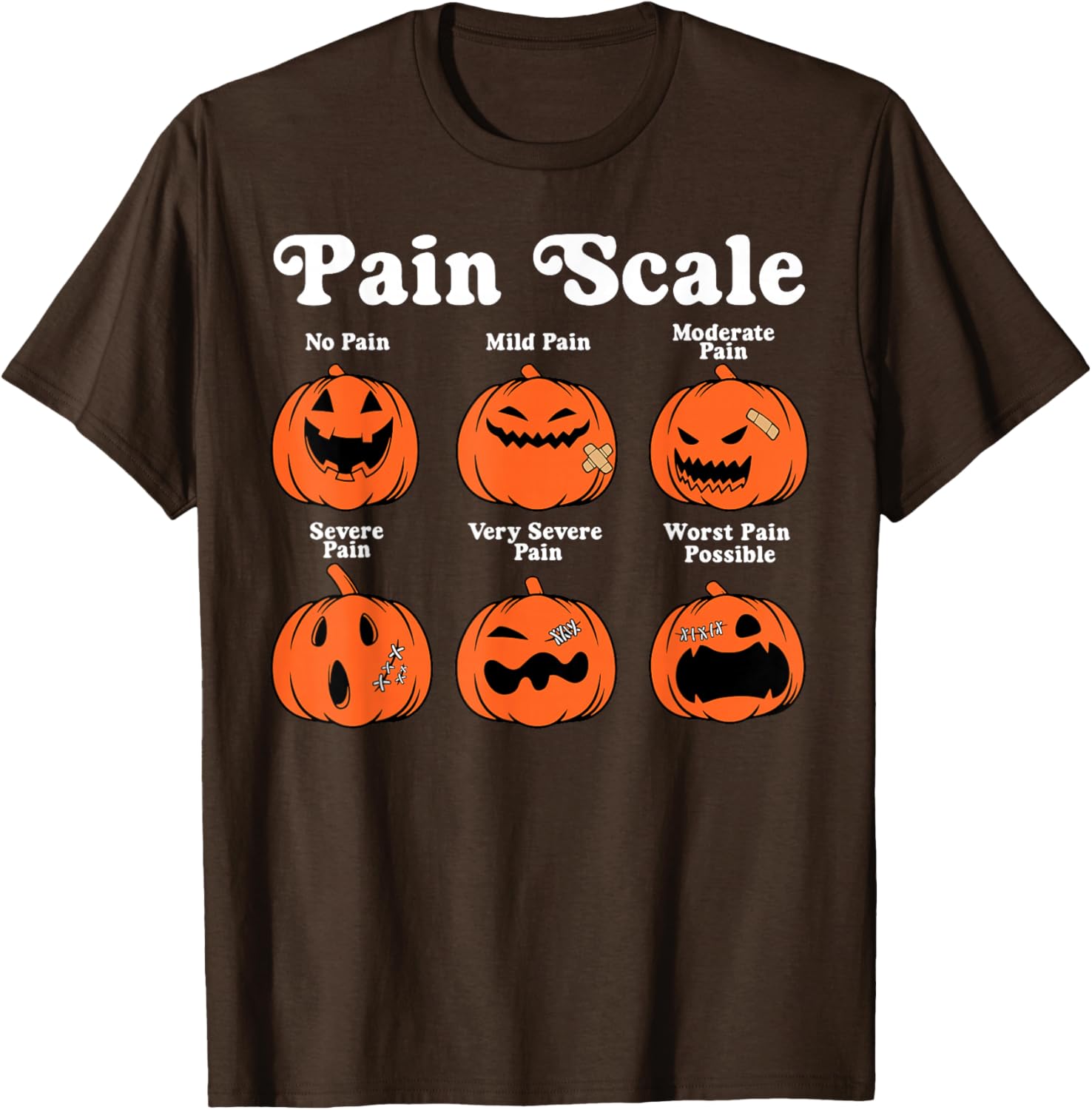 Spooky Pumpkin Pain Scale Nurse Triage Halloween T-Shirt for Fall Fun - 7