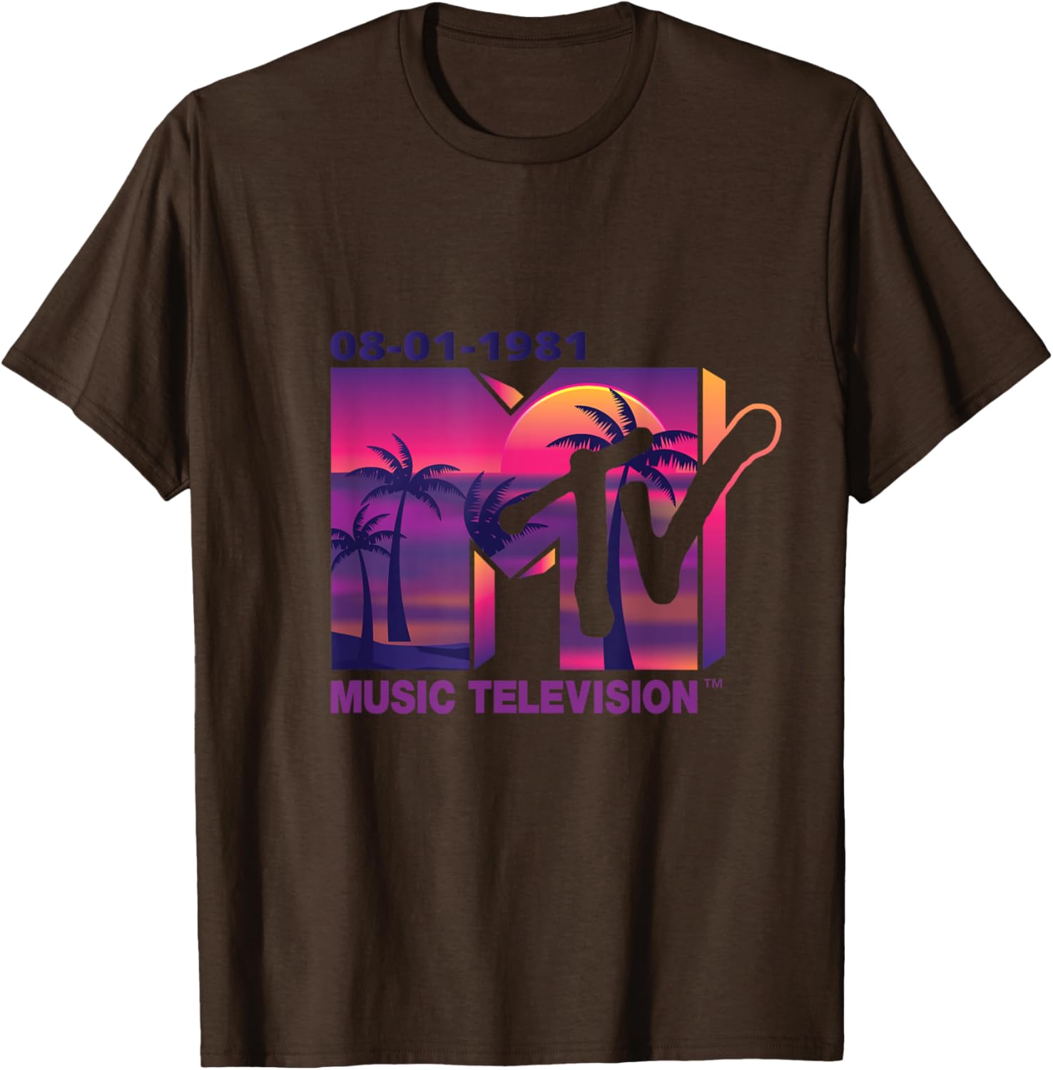 Mademark x MTV 1981 Logo T-Shirt with Purple Palms in Sunset Design - 9