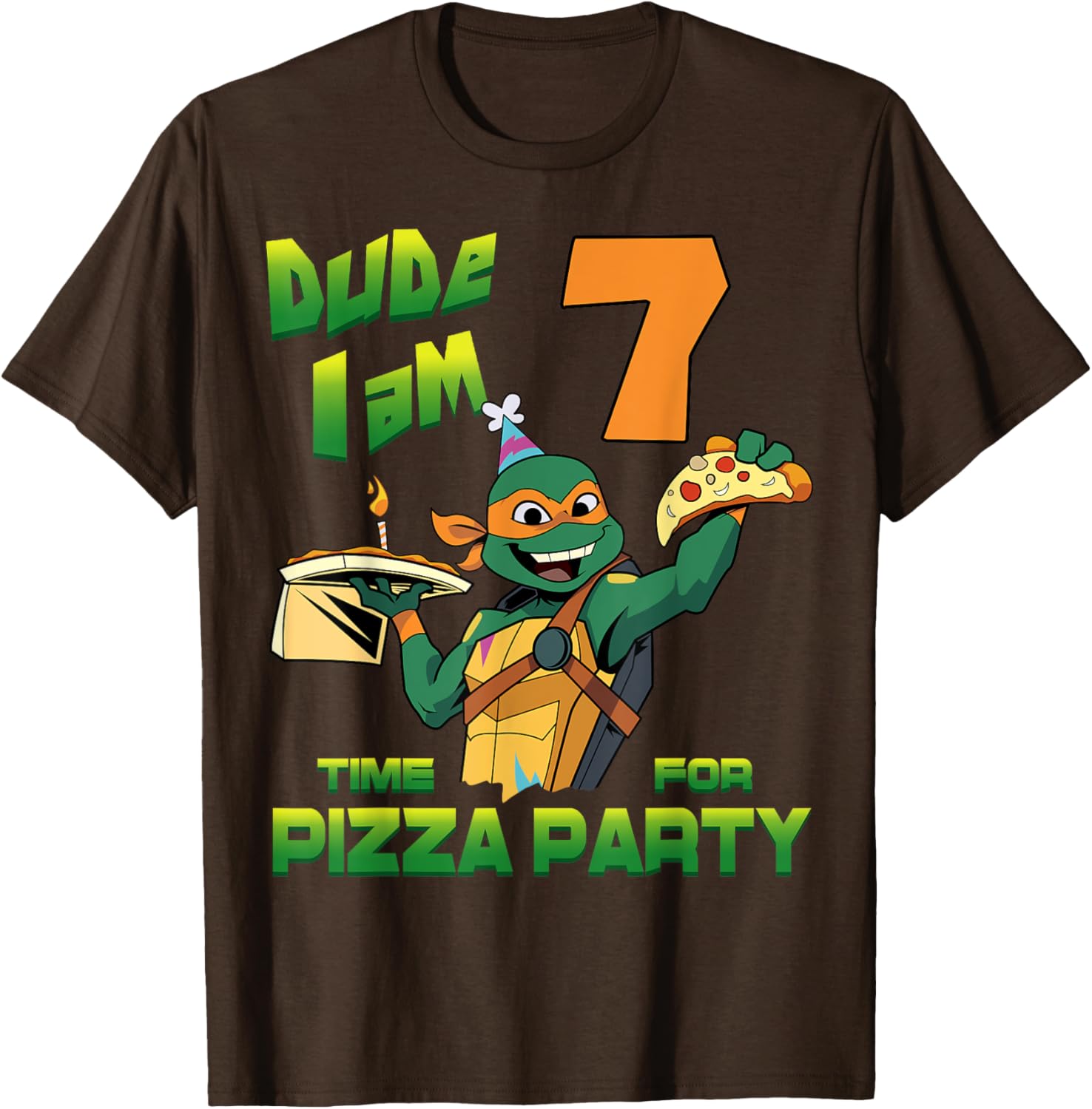 Mademark TMNT Birthday T-Shirt for Kids - Mikey Pizza Party 7 Years Old - 8