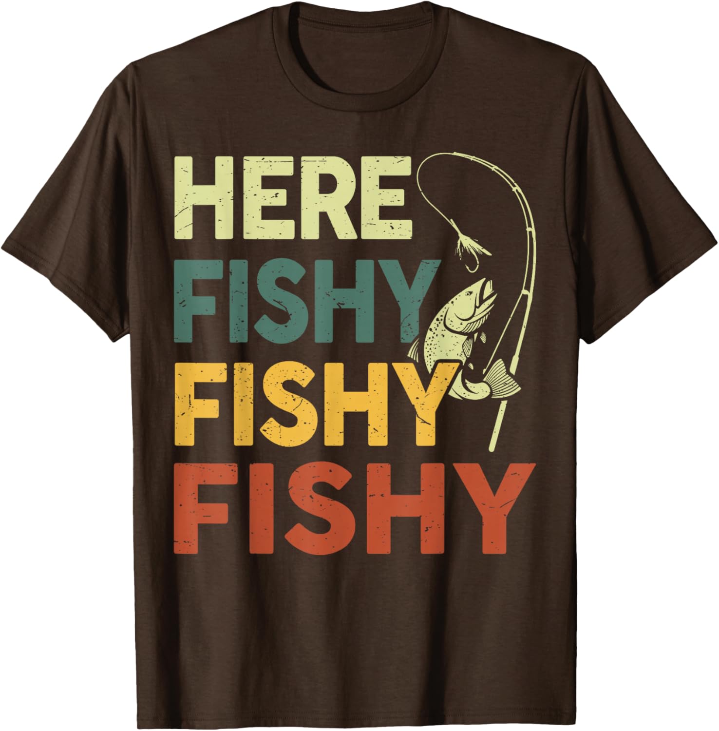 Funny Fishing Shirt for Dad - Men Here Fishy Graphic Tee for Bass Lovers - 15
