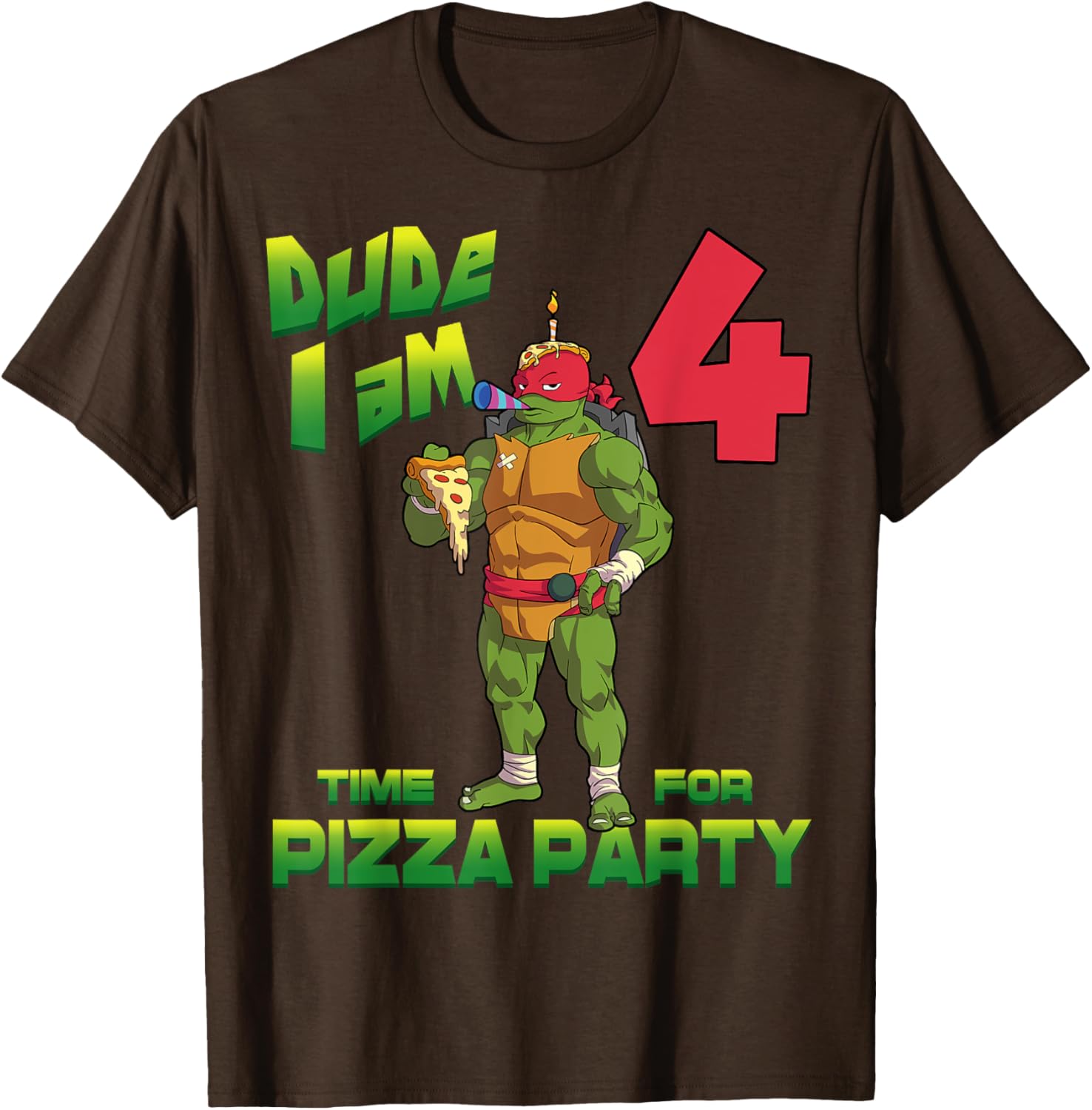 TMNT Raph Pizza Birthday Party T-Shirt for 4 Year Olds - Fun Kid's Clothing - 18