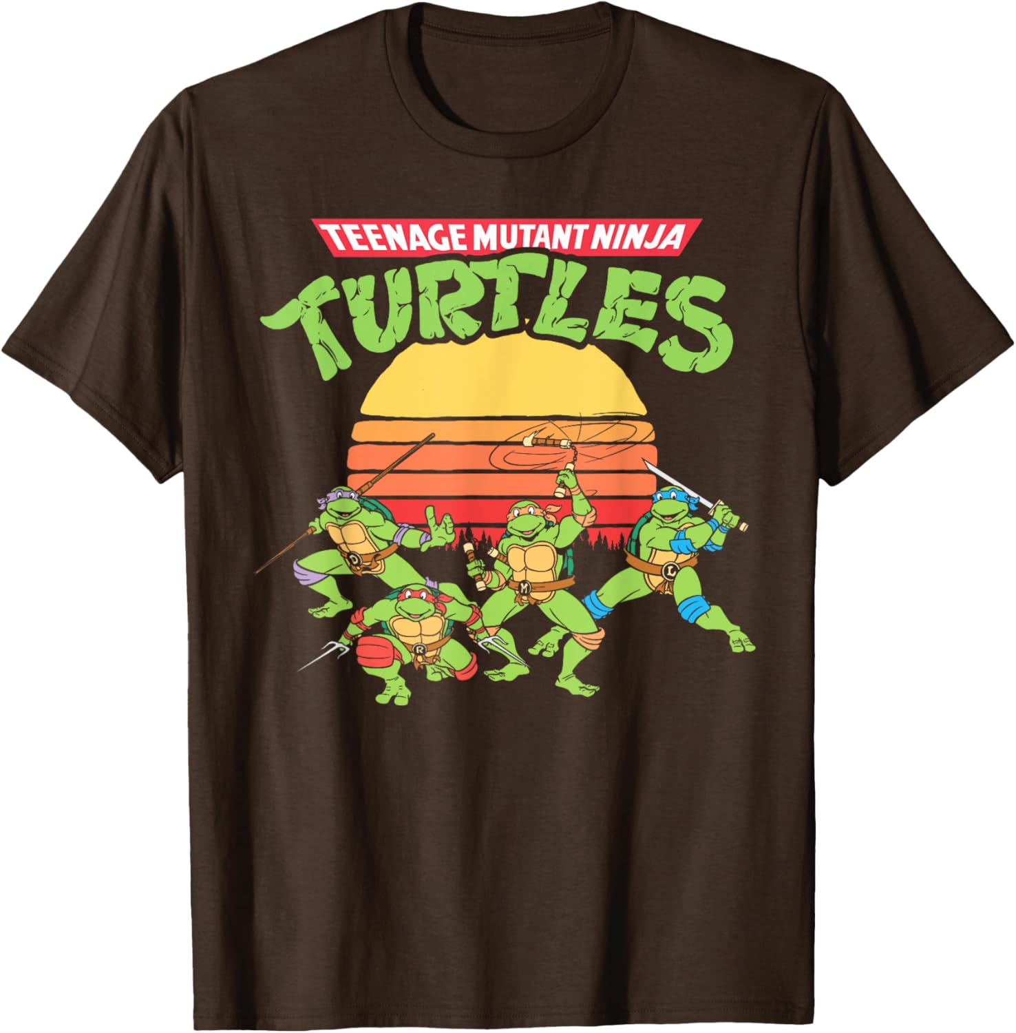 Mademark Teenage Mutant Ninja Turtles Retro Logo Eighties Sunset T-Shirt - 17