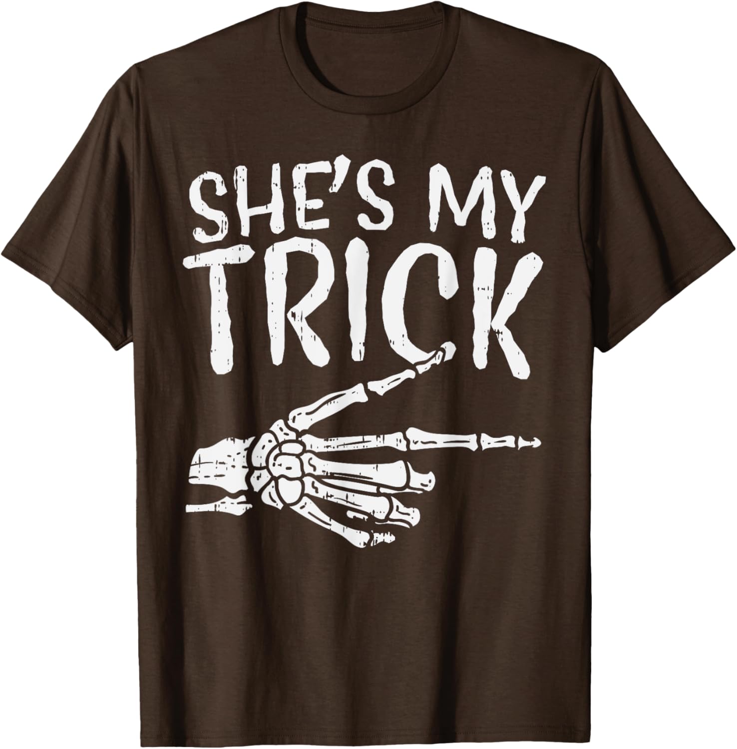 Cute Boyfriend T-Shirt for Matching Halloween Costume - She’s My Trick Design - 26