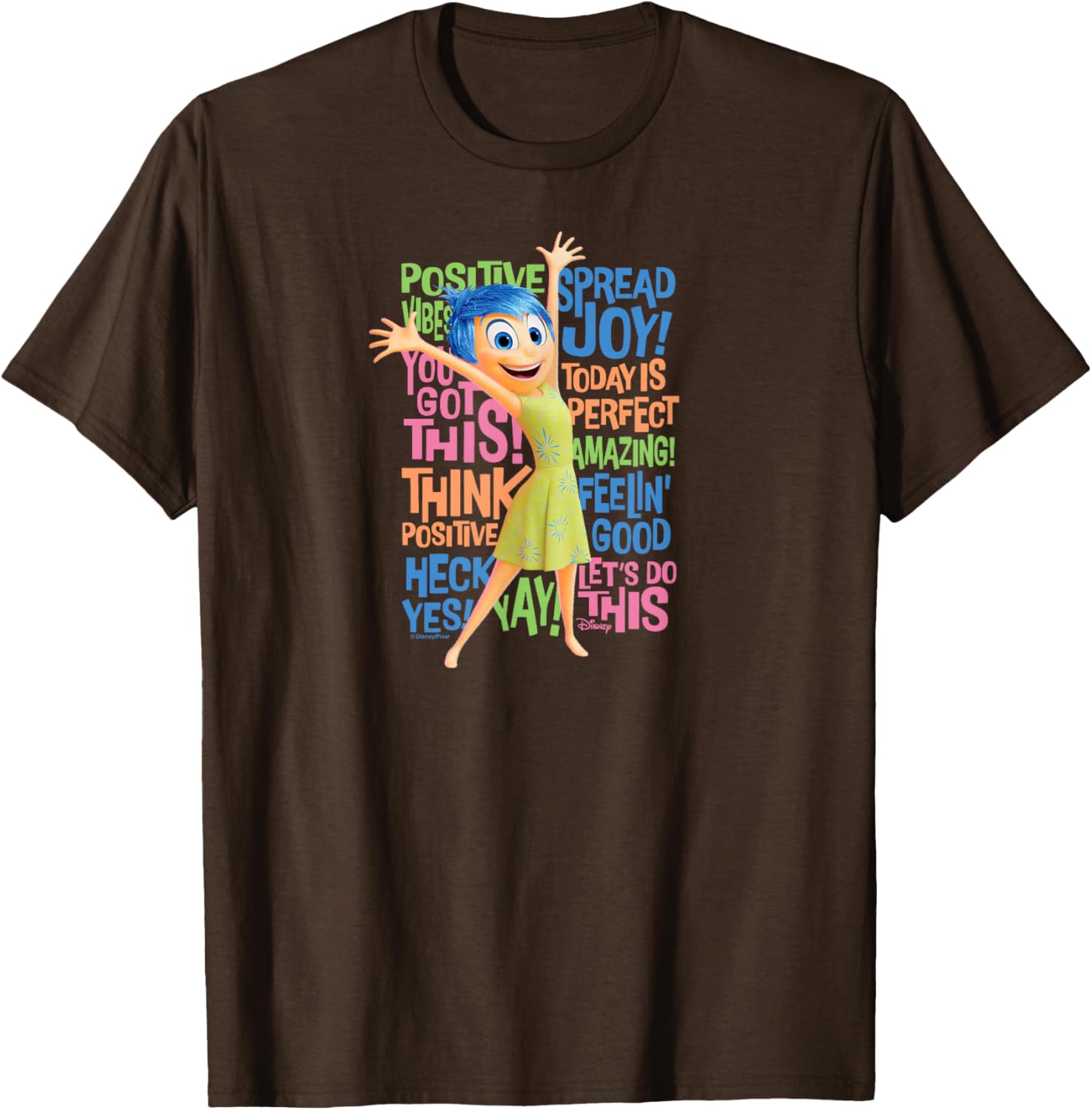Joy Character Positive Words T-Shirt from Inside Out 2 for All Ages - 8