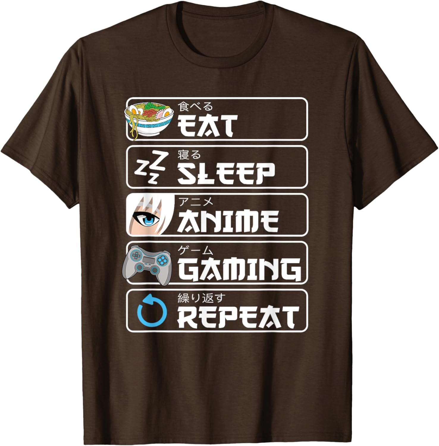 Eat Sleep Anime Gaming Repeat T-Shirt for Otaku Boys and Men - 23