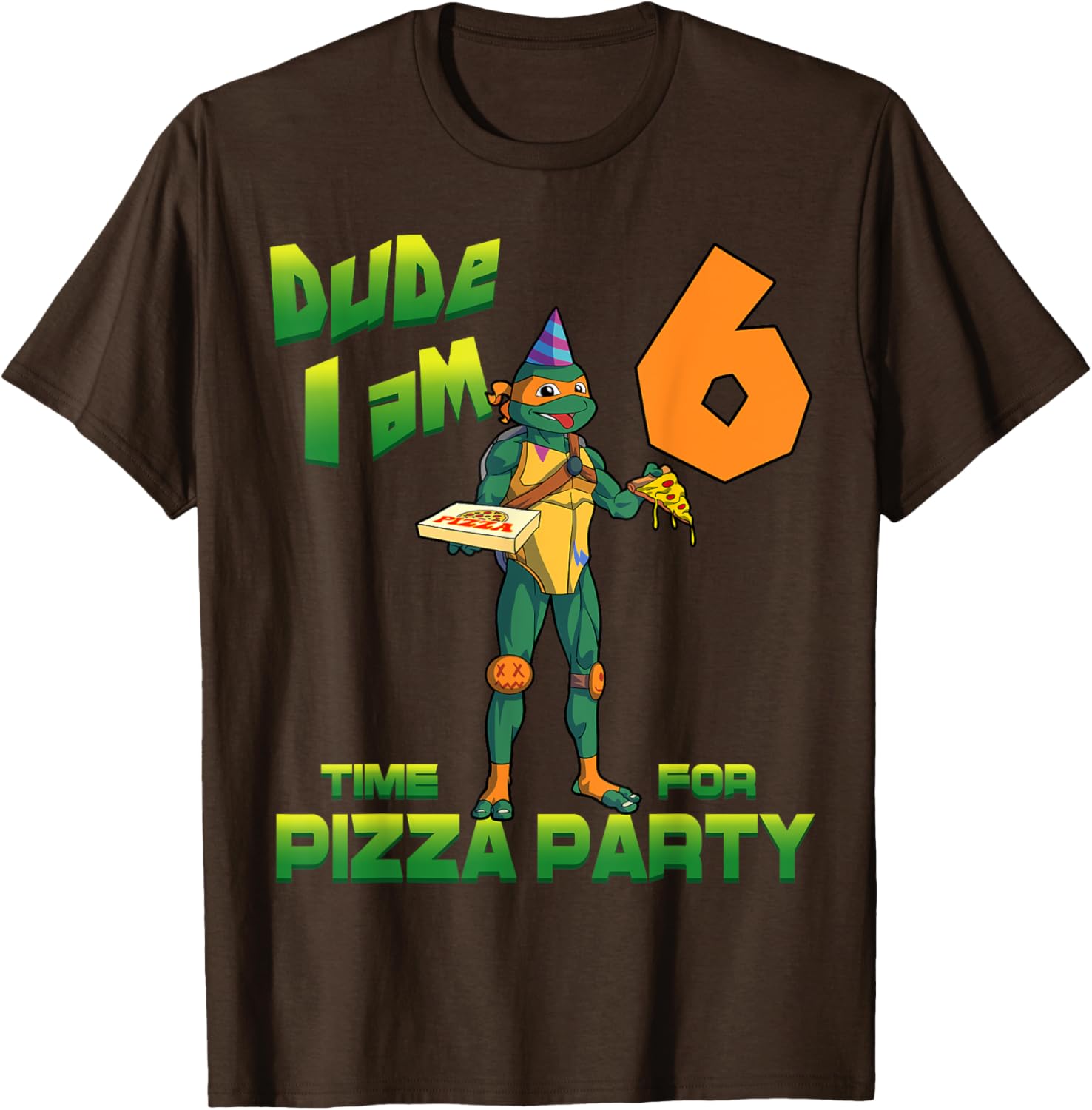 Mademark TMNT Michelangelo Pizza Birthday T-Shirt for 6 Year Olds - 14
