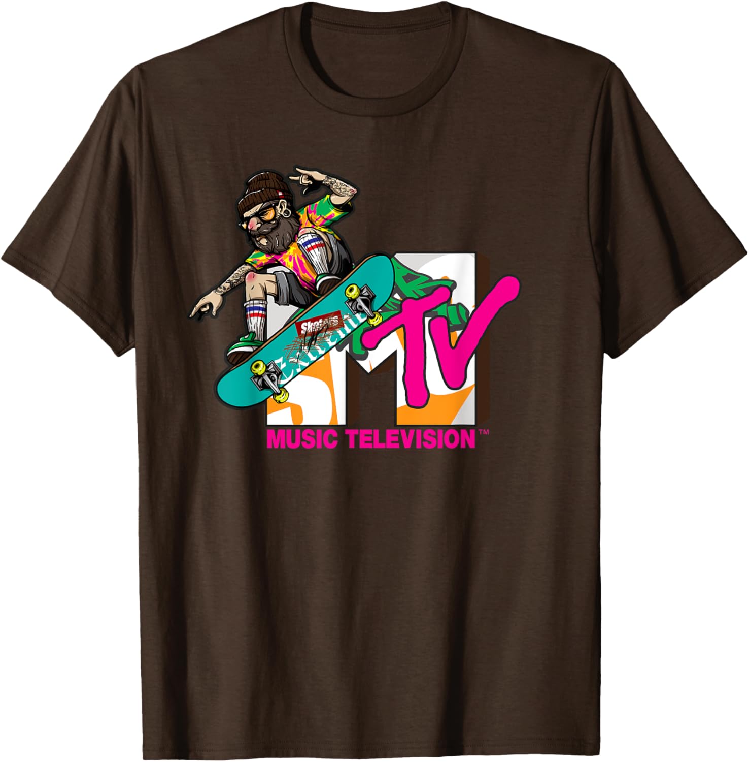 Mademark x MTV Hipster Skater T-Shirt - Trendy Logo Graphic Tee - 1