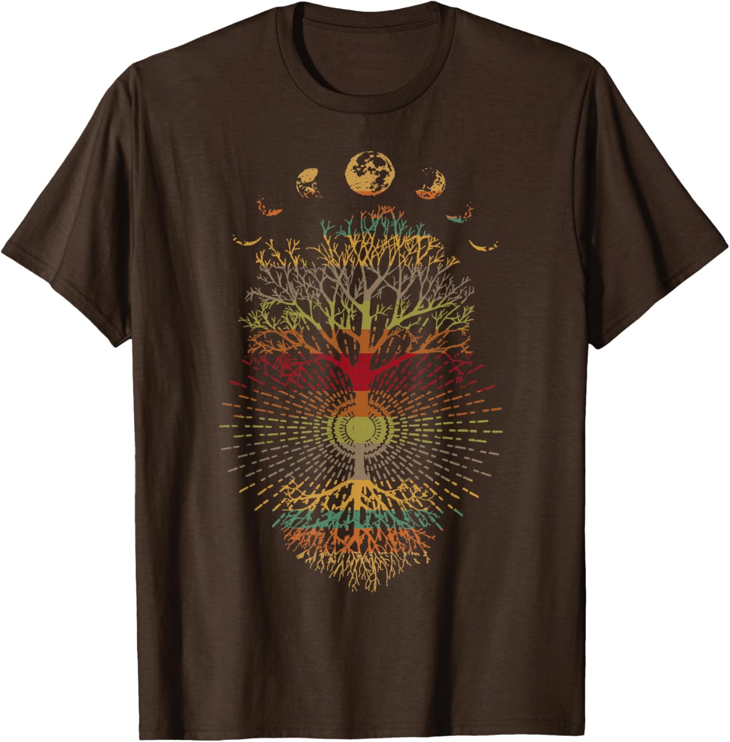 Phases of the Moon Retro Tree of Life T-Shirt 60s 70s Vibe - 17