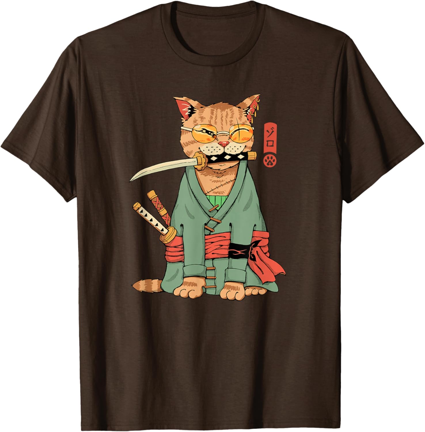 Cool Zoro Cat Warrior T-Shirt for Cat Lovers - Fun Cartoon Design - 9