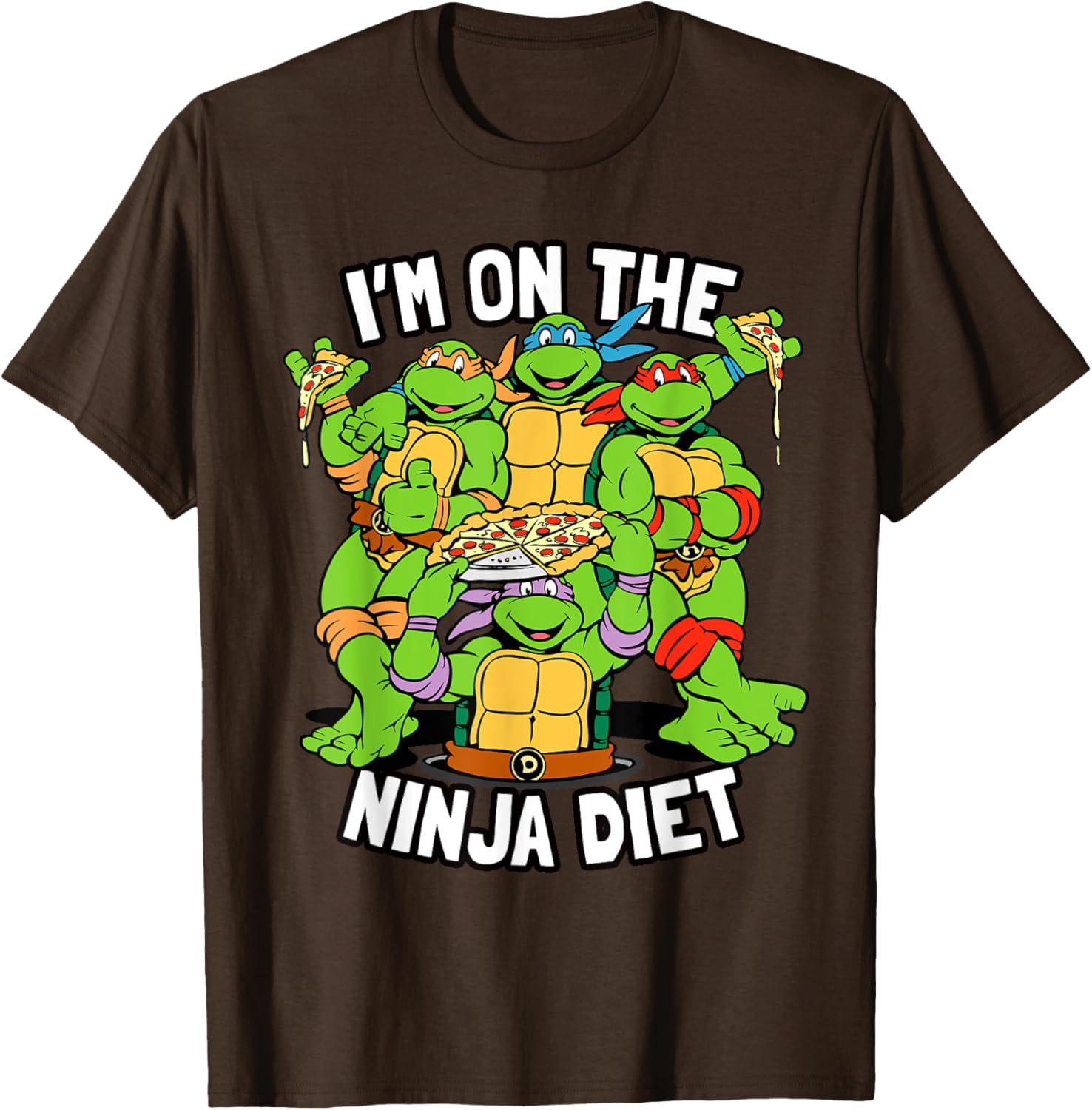 Mademark TMNT Pizza T-Shirt I'm on the Ninja Diet Fun Graphic Tee - 19
