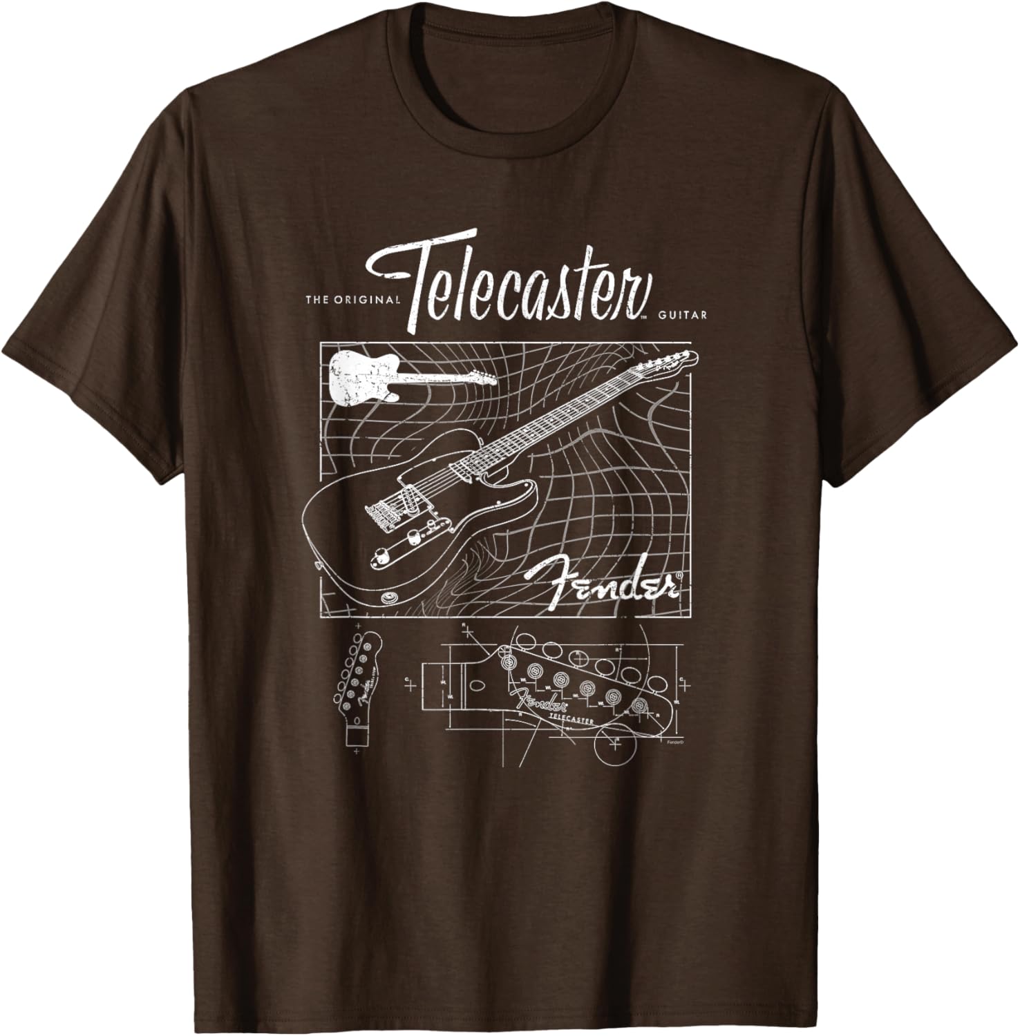 Fender Telecaster Guitar Schematic Poster T-Shirt for Music Lovers - 3