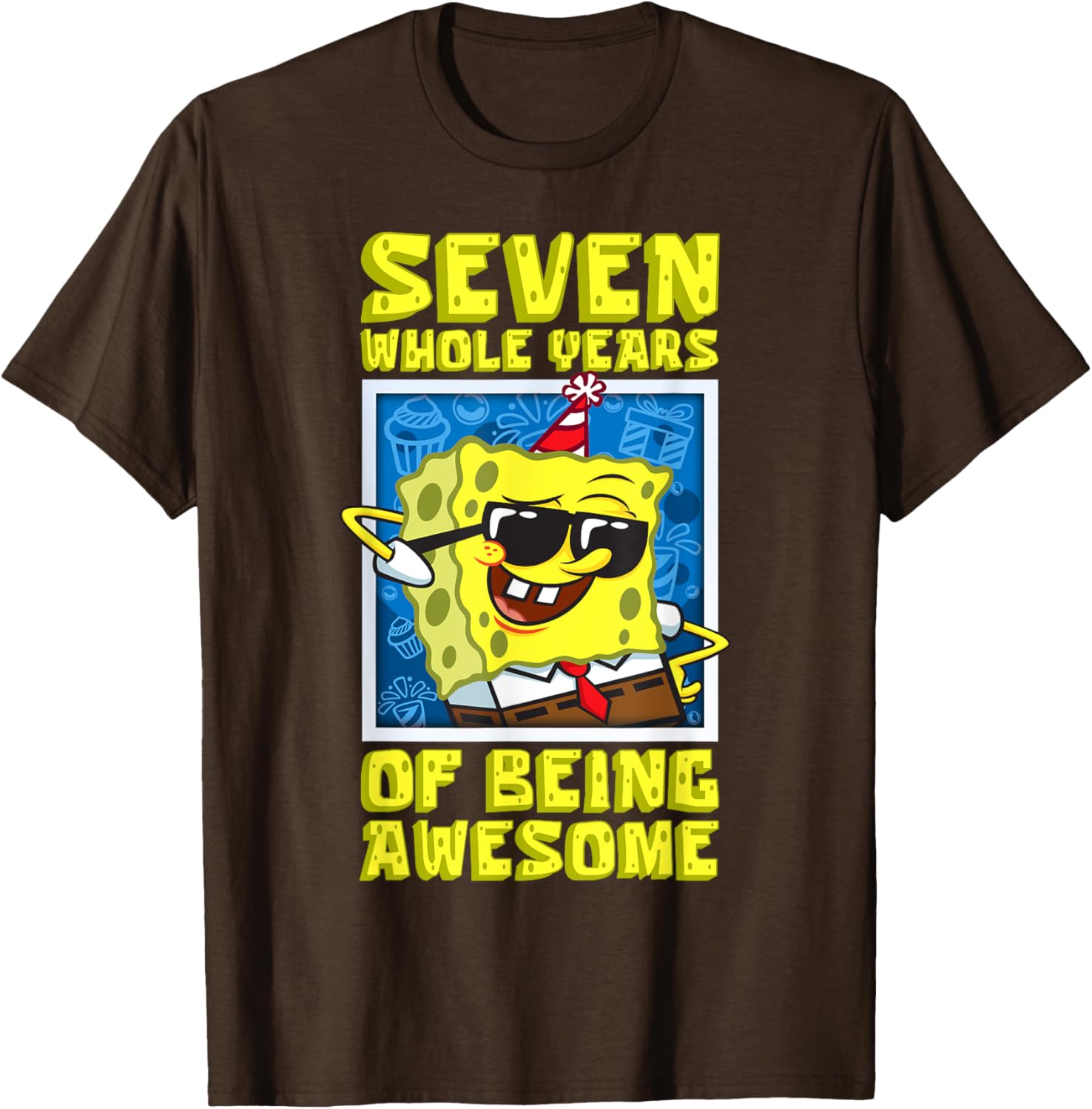 Mademark SpongeBob Seven Years of Awesome 7th Birthday Gift T-Shirt - 13