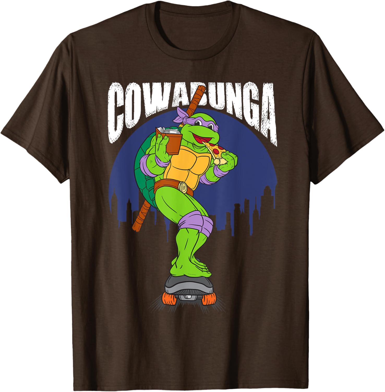 Cowabunga Donatello on Skates Pizza T-Shirt for TMNT Fans - 24