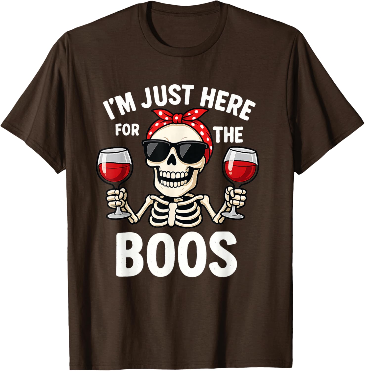 Funny Women's Skeleton T-Shirt I'm Just Here for The Boos Halloween Top - 5