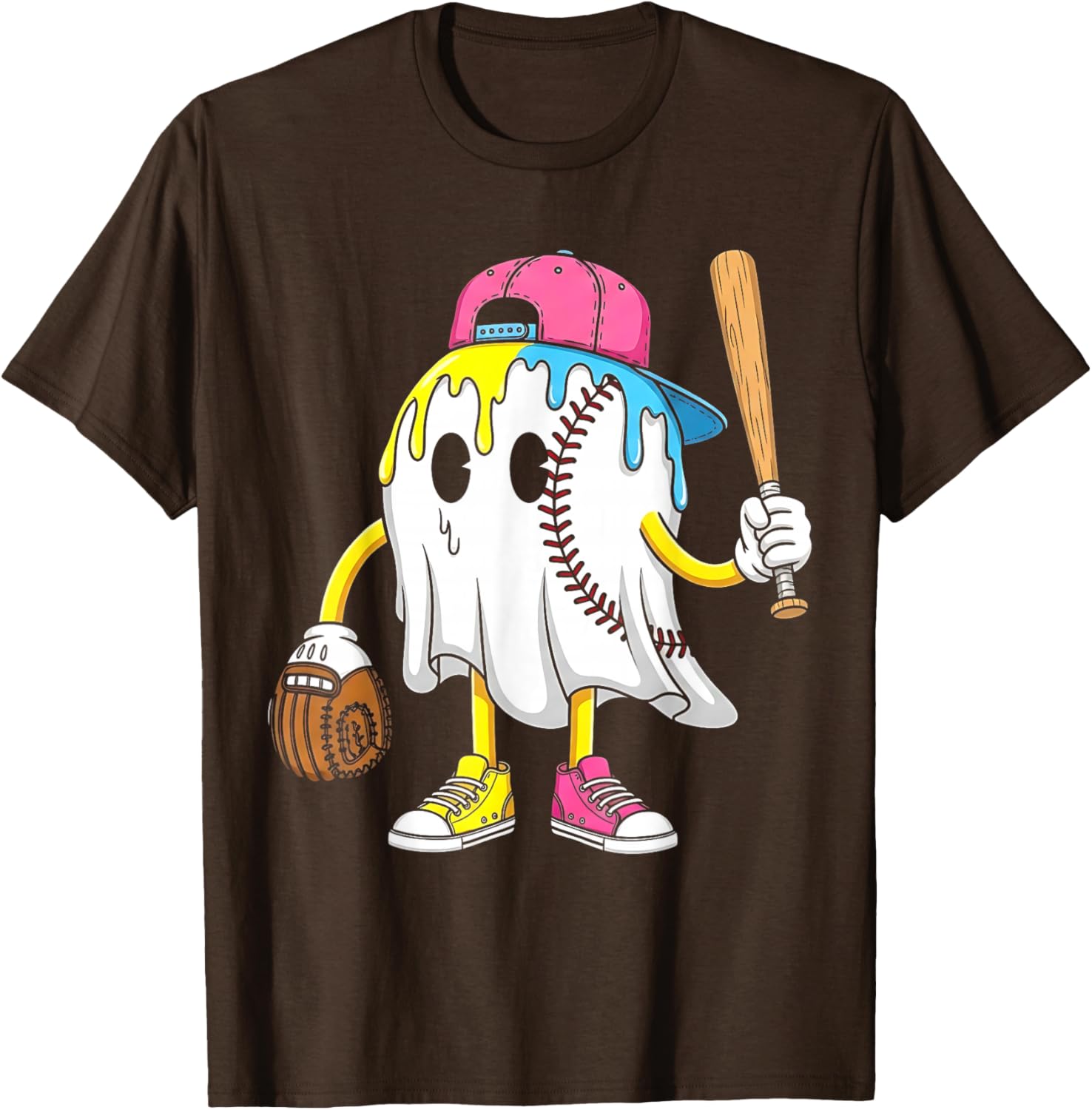 Funny Halloween Baseball Shirt for Boys with Ghost Graphic Design - 9