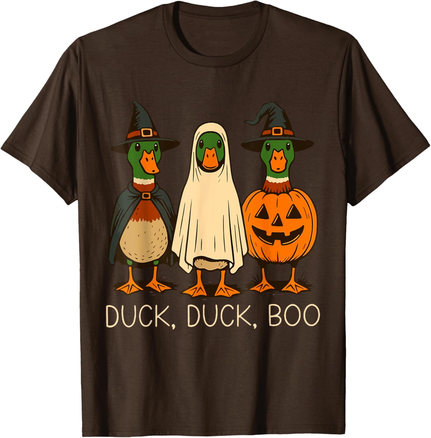 Cute Duck Duck Boo Halloween Pumpkin T-Shirt for Fall Fun - 14