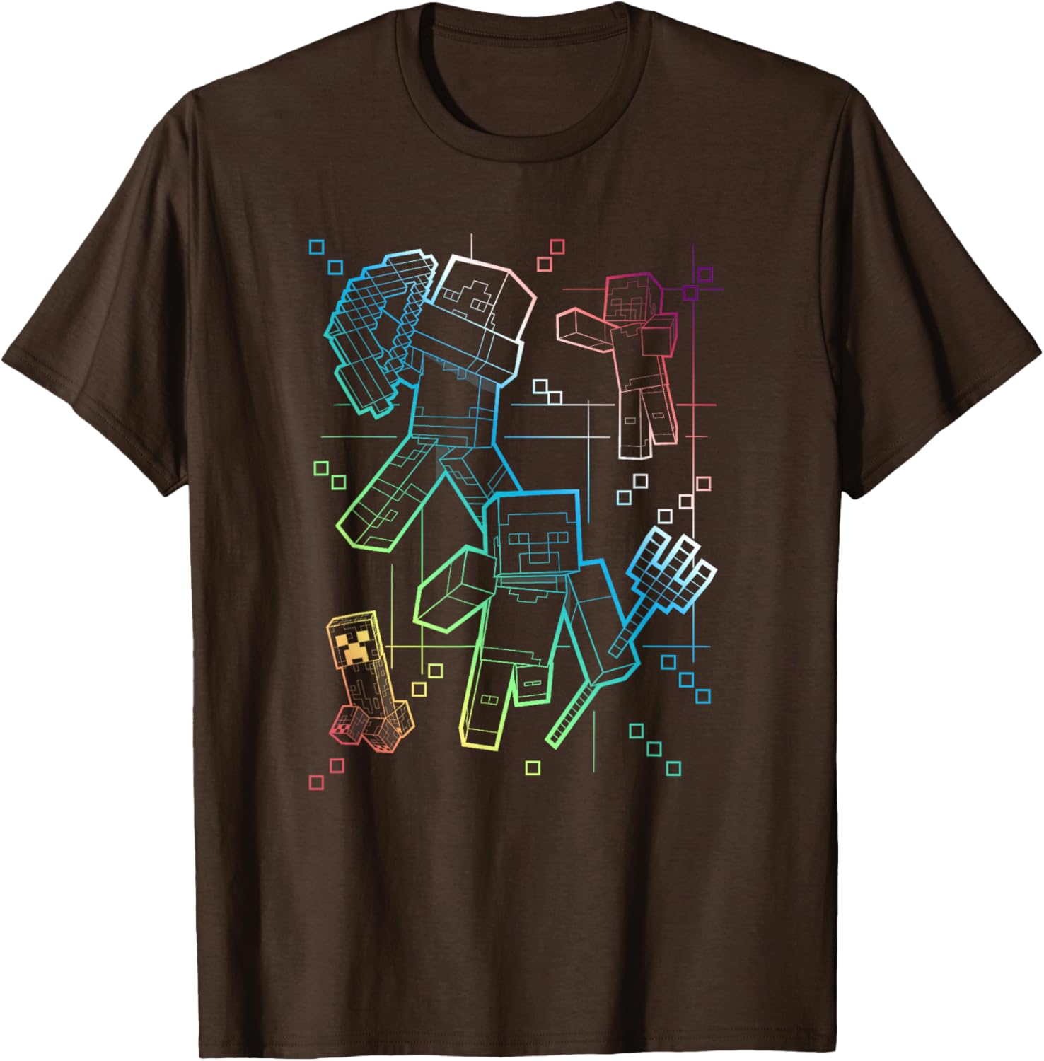 Minecraft Rainbow Collage T-Shirt for Gamers – Fun Group Shot Design - 9