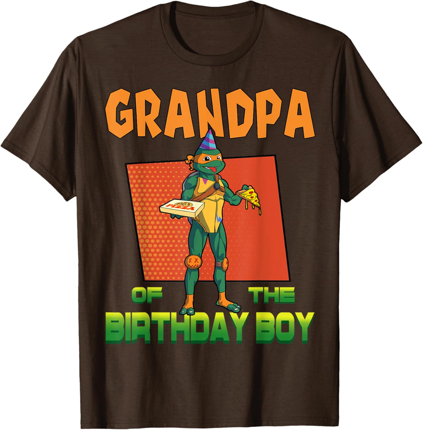 Mademark X TMNT Mikey Grandpa Birthday Pizza Party T-Shirt for Kids - 9