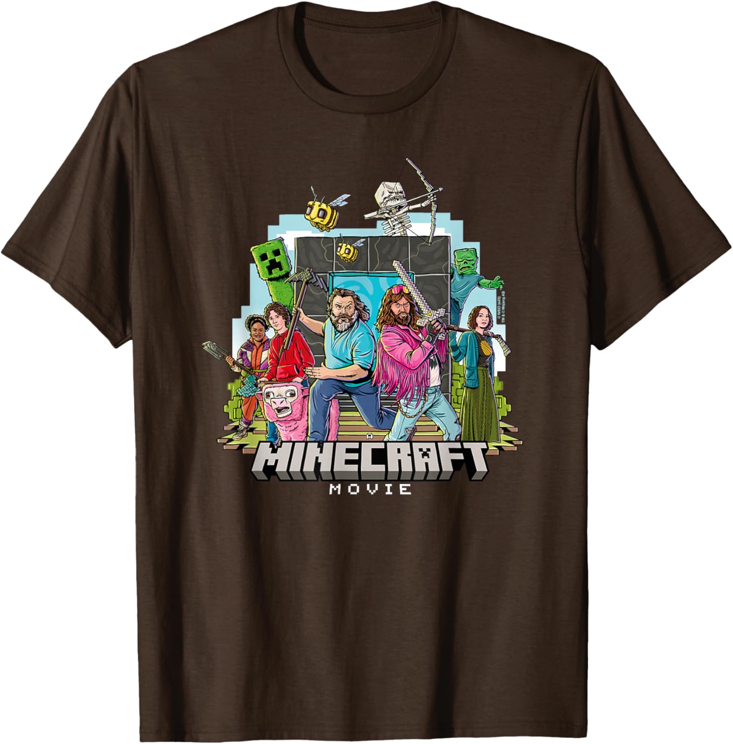 Minecraft Movie Character Group Shot T-Shirt in Cartoon Style - 15