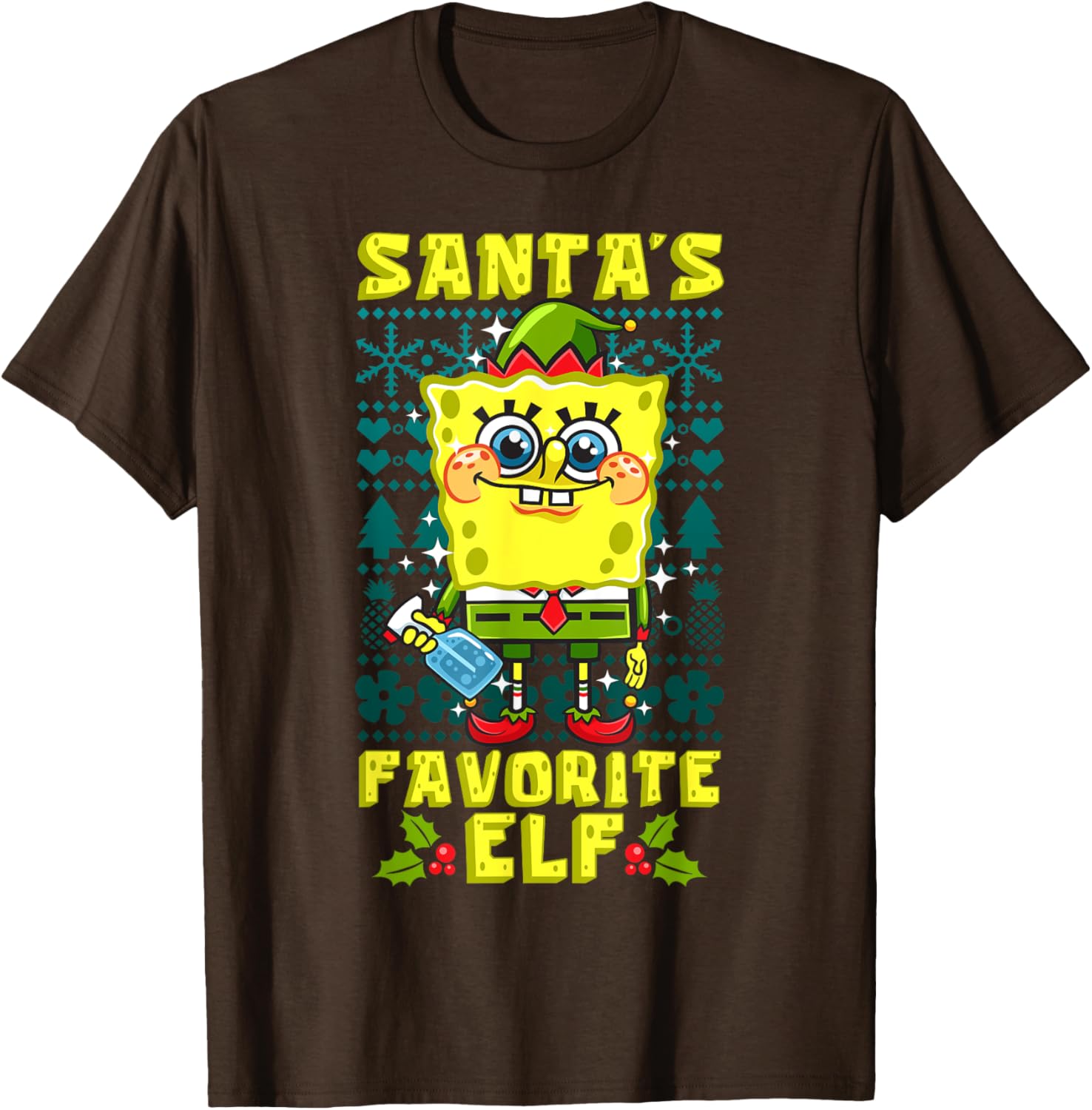 Mademark SpongeBob SquarePants Xmas Elf Matching T-Shirt for Holiday Cheer - 15