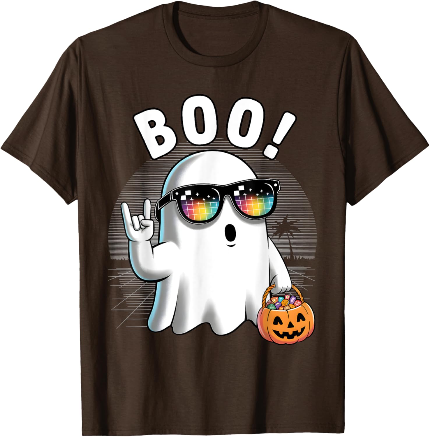 Rock Ghost Retro Halloween Pumpkin T-Shirt for Fun Spooky Style - 11