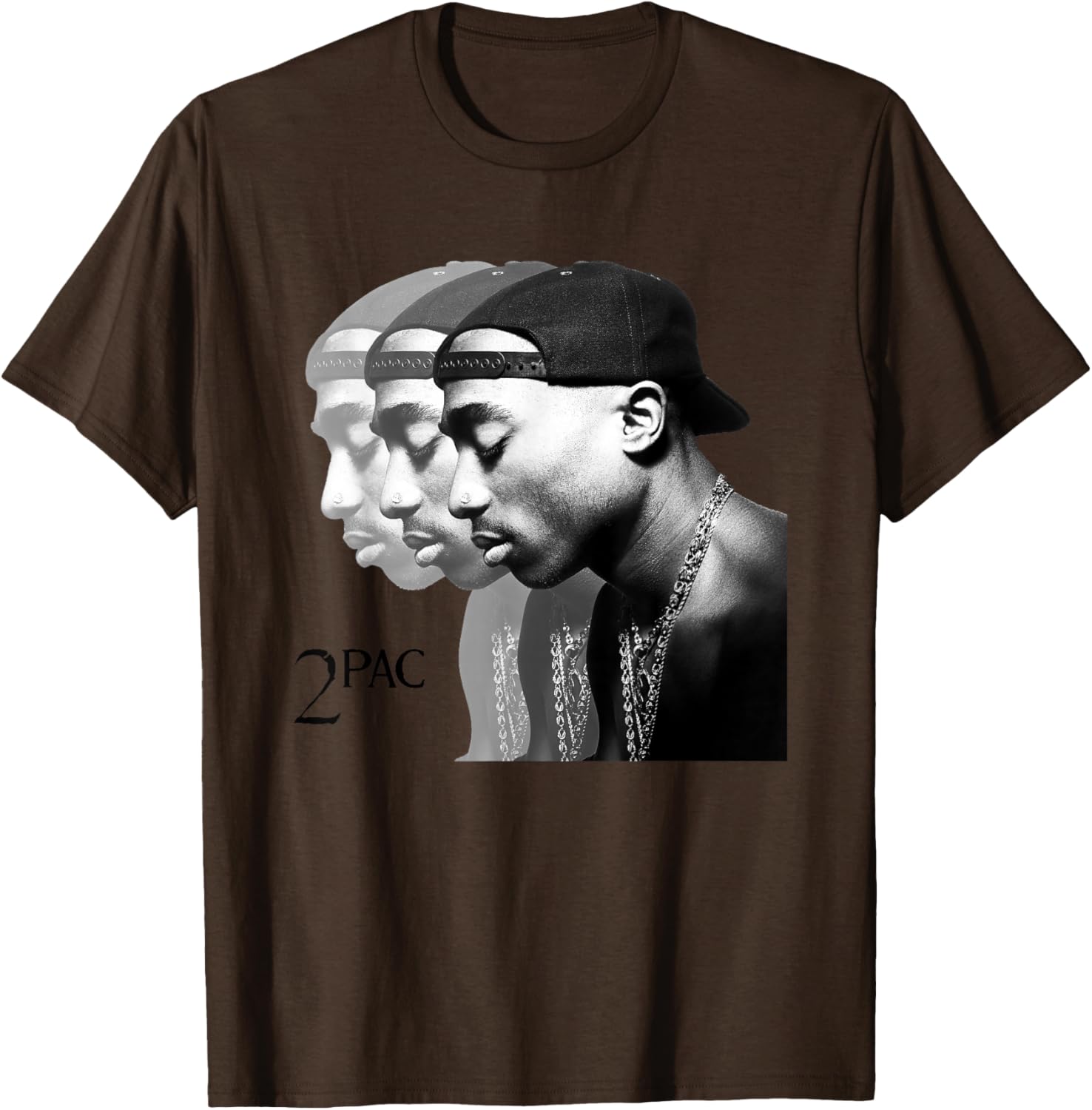 Tupac Shakur Unisex Repeat T-Shirt in Blue, Short Sleeve Cotton Blend - 5