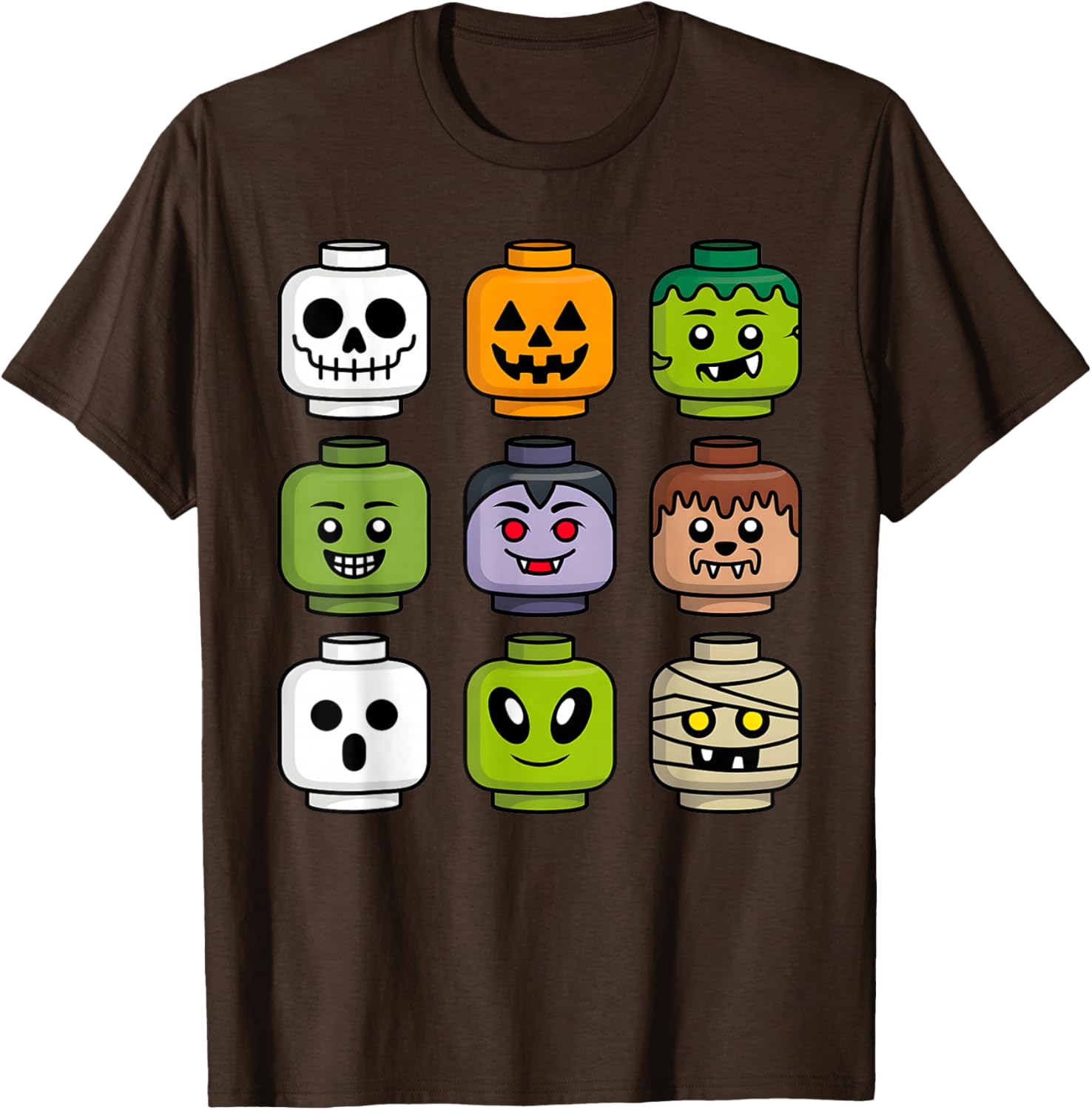 Halloween Building Brick T-Shirt for Boys with Pumpkin Ghost and Zombie Design - 12