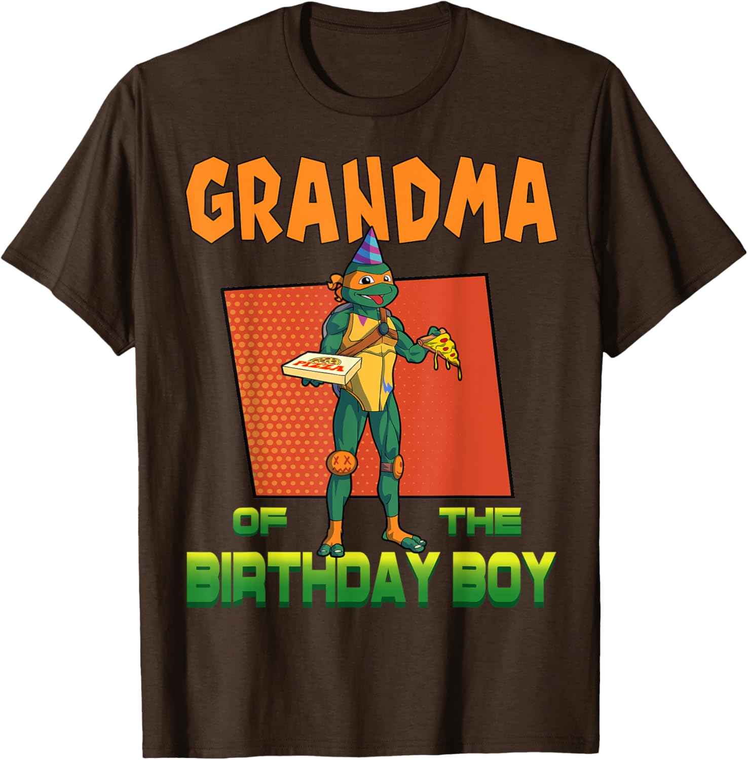 Mademark TMNT Mikey Grandma Birthday Boy Pizza Party T-Shirt for Kids - 14