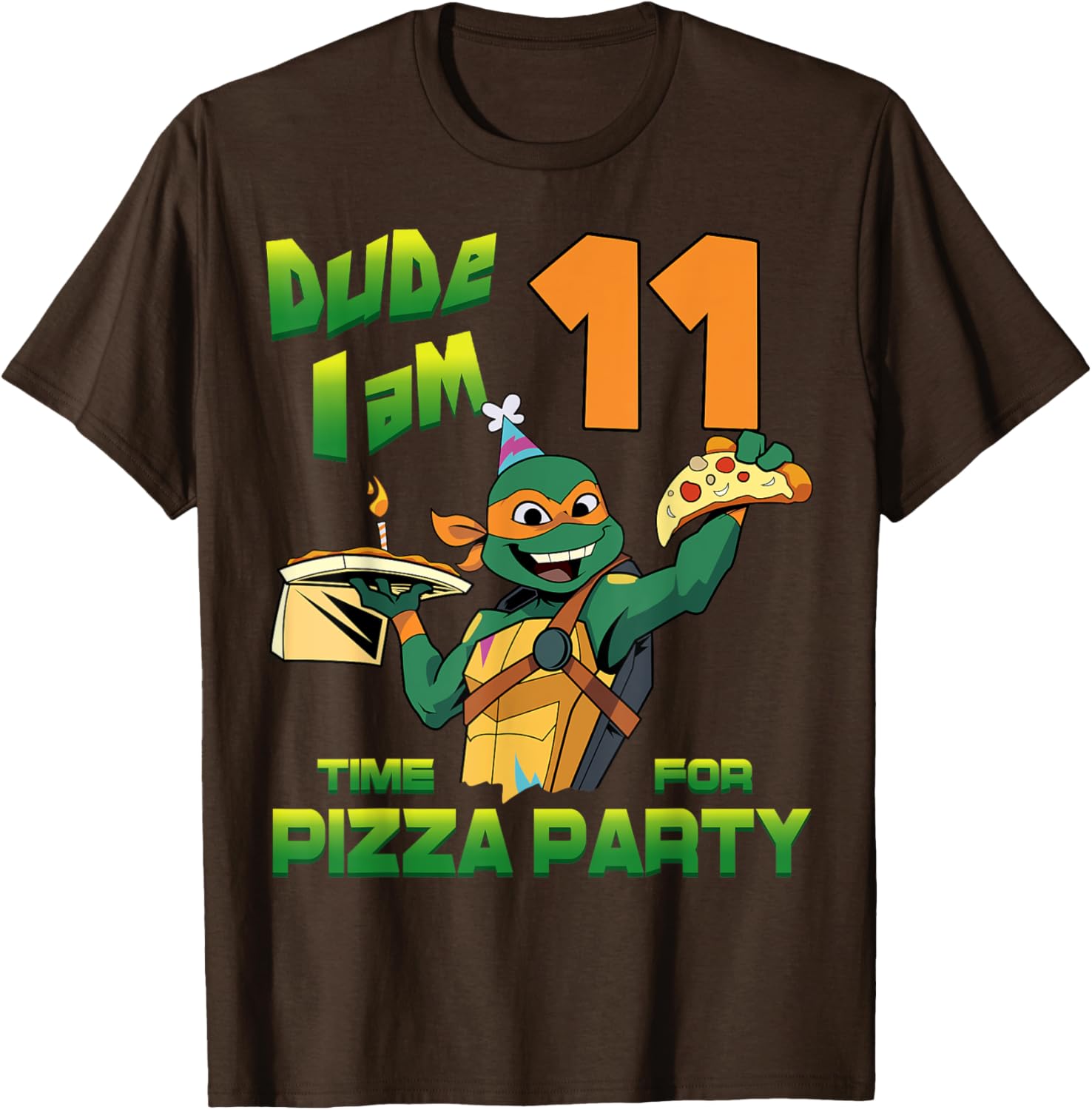 Mademark Teenage Mutant Ninja Turtles Mikey Pizza Birthday T-Shirt - 11