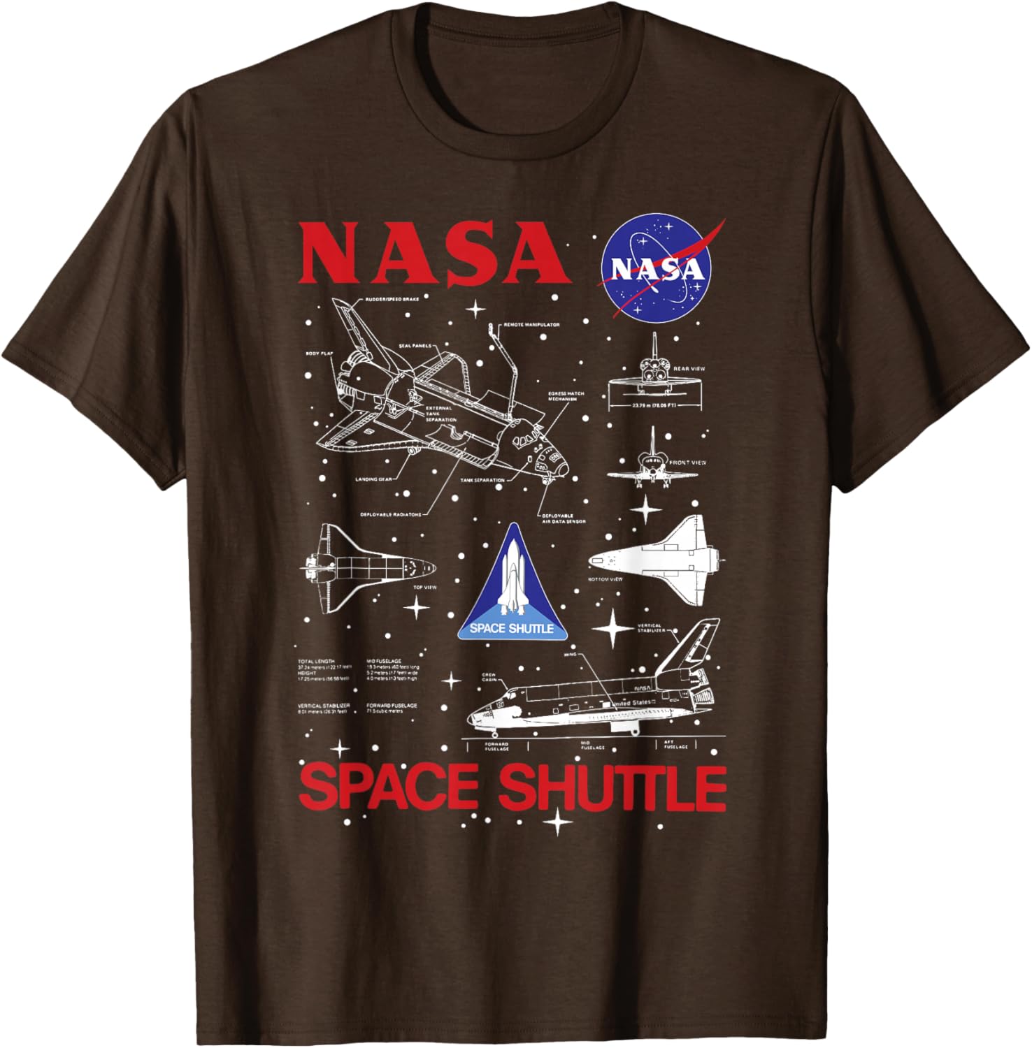 NASA Space Shuttle Blueprint T-Shirt for Space Enthusiasts and Fans - 3
